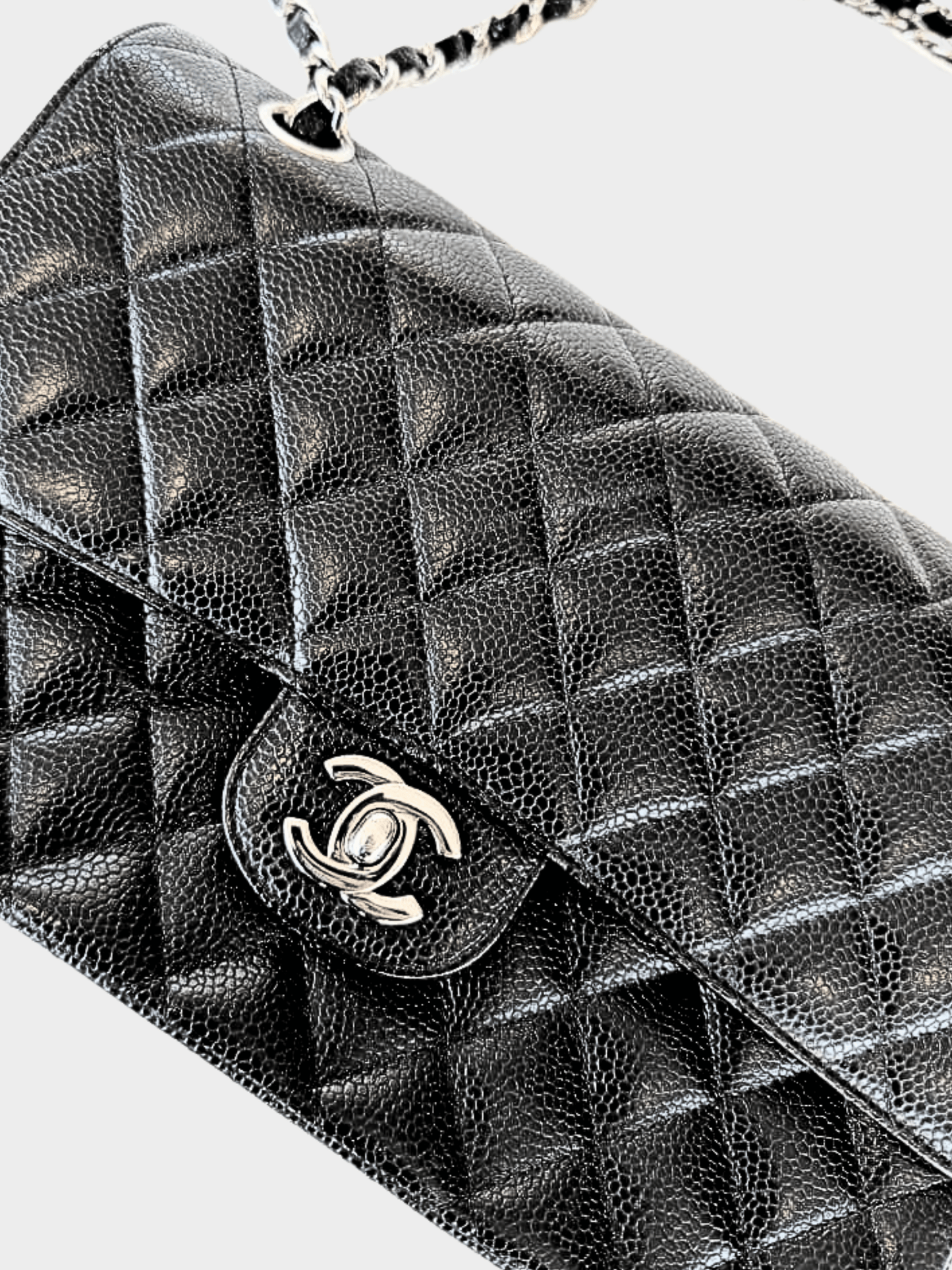 Chanel 2012 Black Classic 25 Caviar Skin Flap Bag