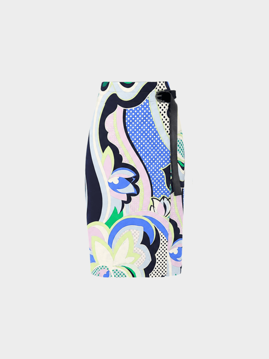 Emilio Pucci 2018 Multicolour Graphic Print Midi Skirt