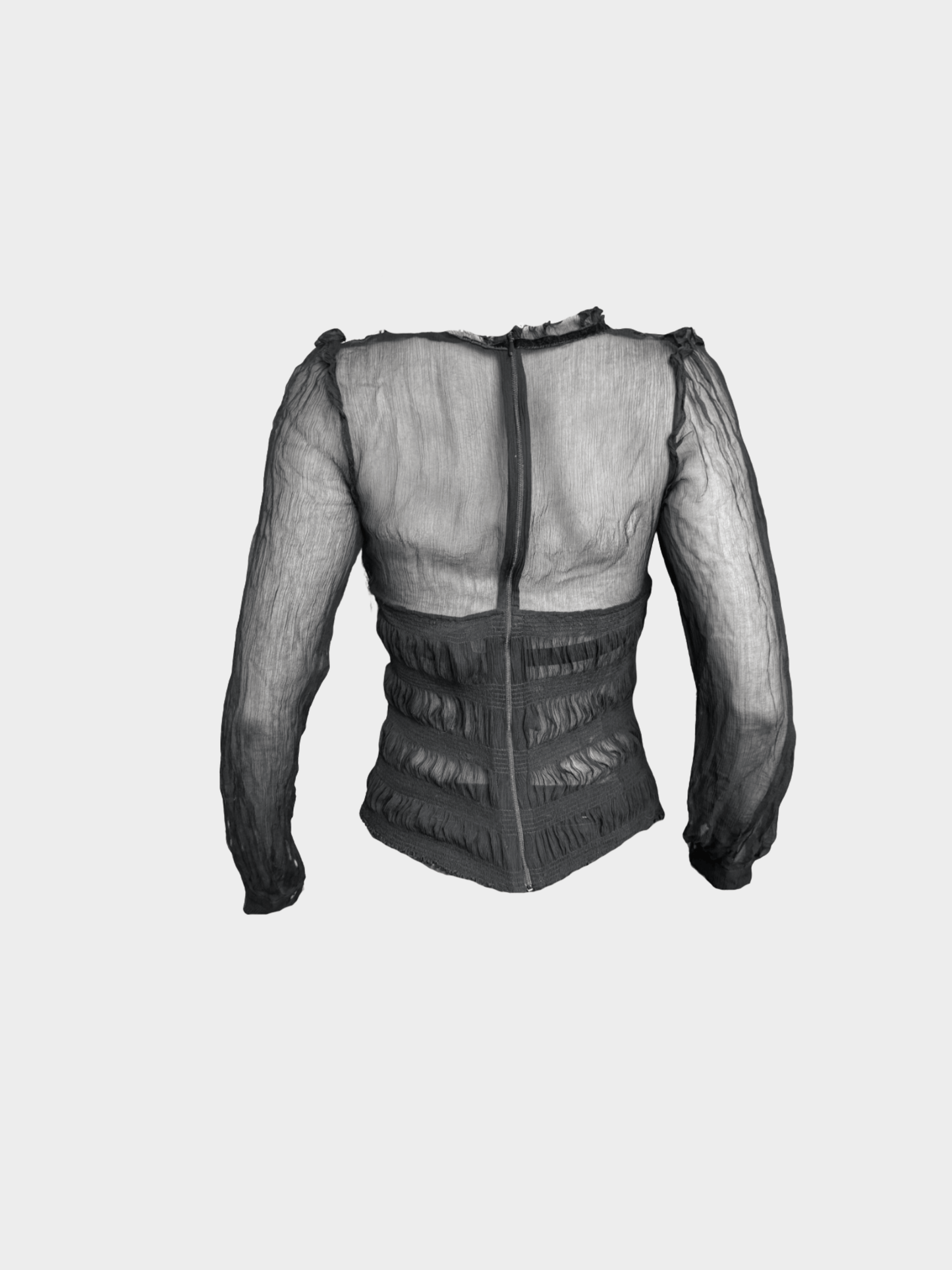 Dolce and Gabbana 2000s Black Sheer Floral Detail Top