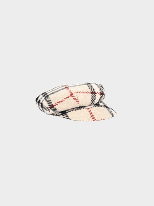 Burberry 2000s Beige Check Wool-Tweed Newsboy Cap