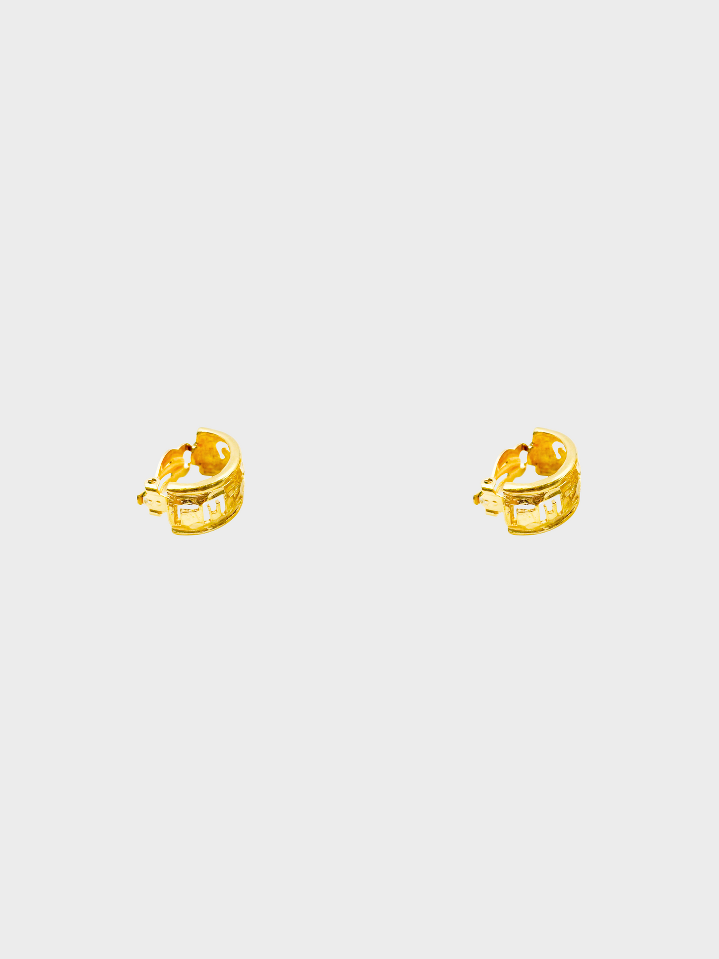 Chanel 1990s Gold Semi-Hoop Logo Hollowed Out Earrings