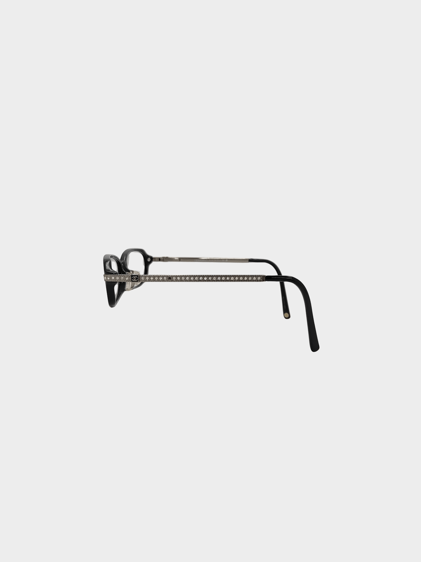 Chanel 2000s Black Framed Rhinestone Glasses