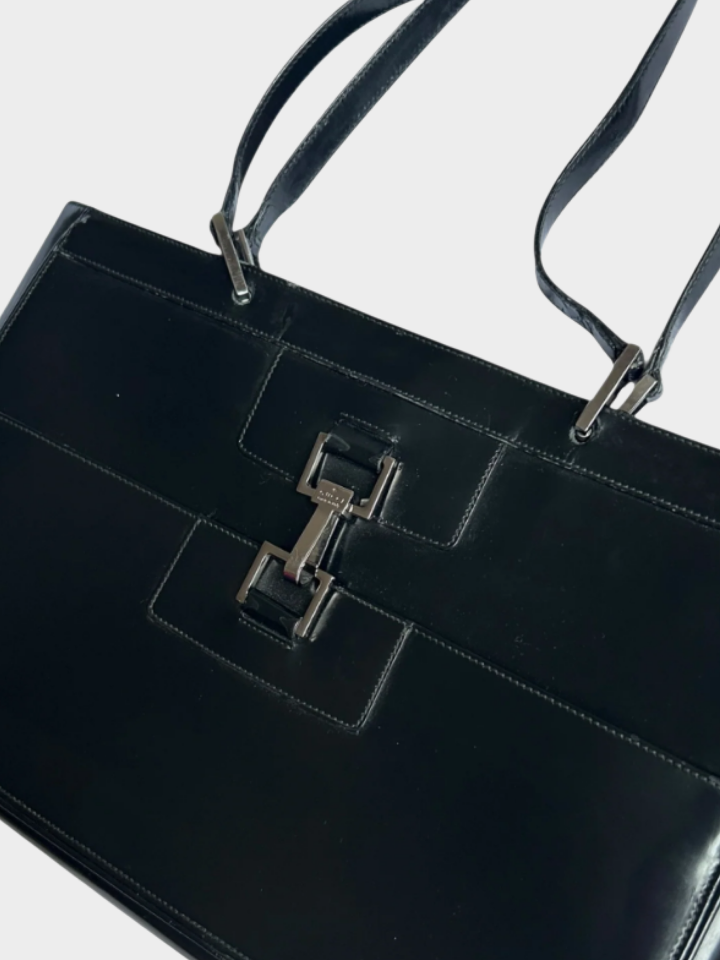 Gucci 1990s Black Patent Leather Tote Bag