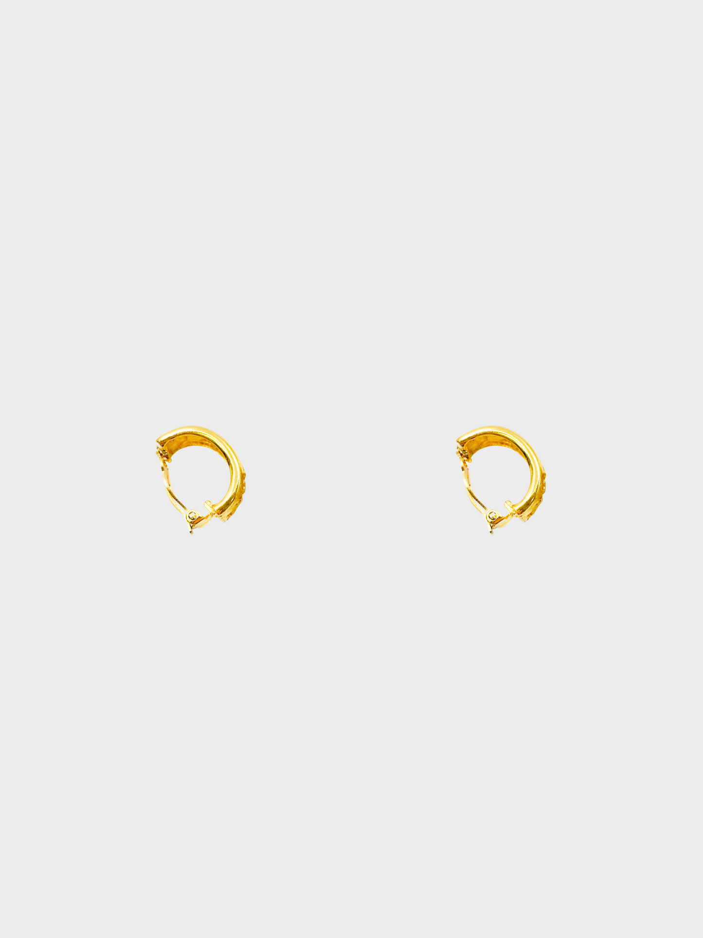 Chanel 1990s Gold Semi-Hoop Logo Hollowed Out Earrings