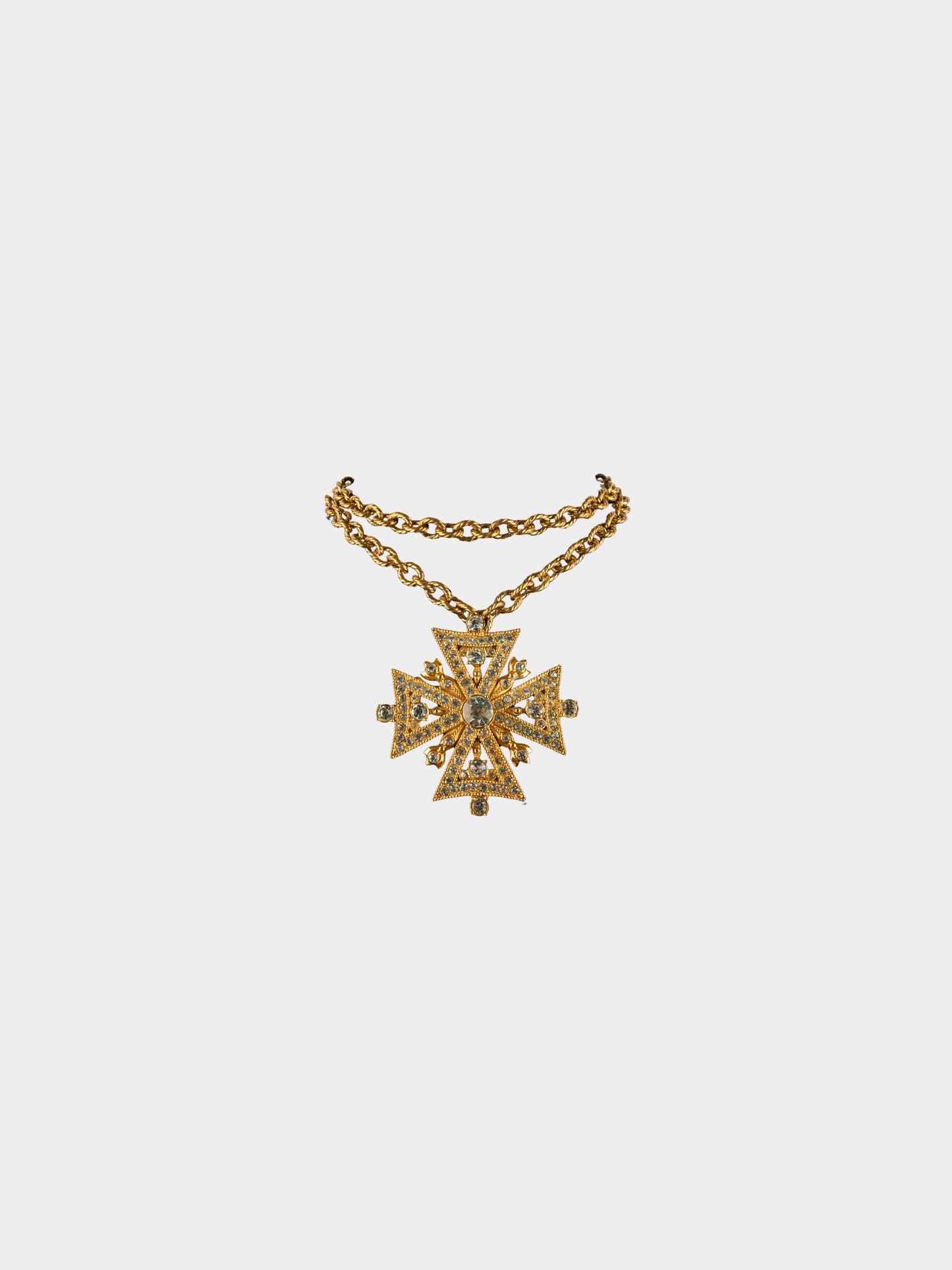 Christian Dior 1990s Gold Maltese Cross Necklace