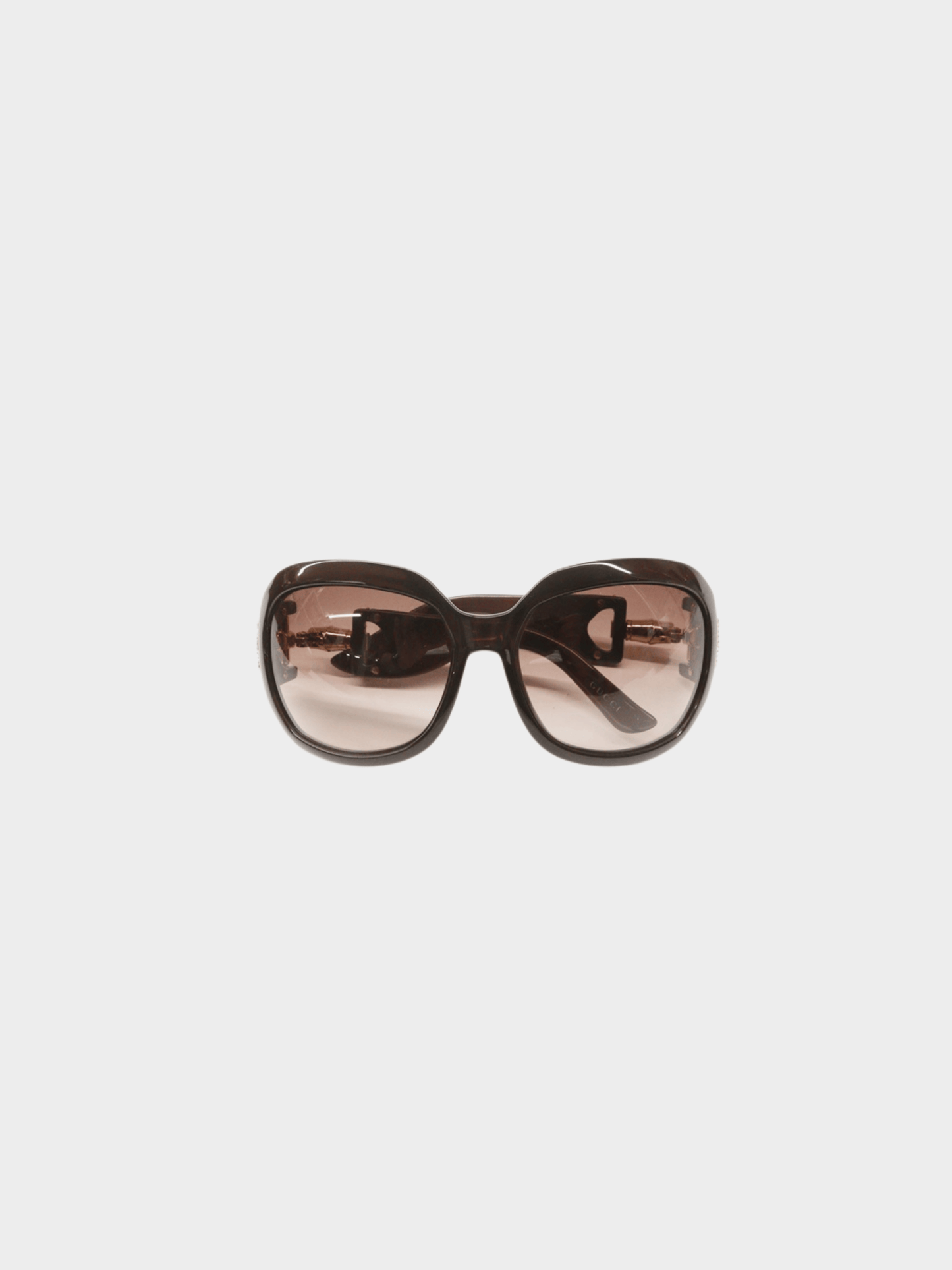 Gucci 2000s Brown Rhinestone Crystal Horsebit Sunglasses