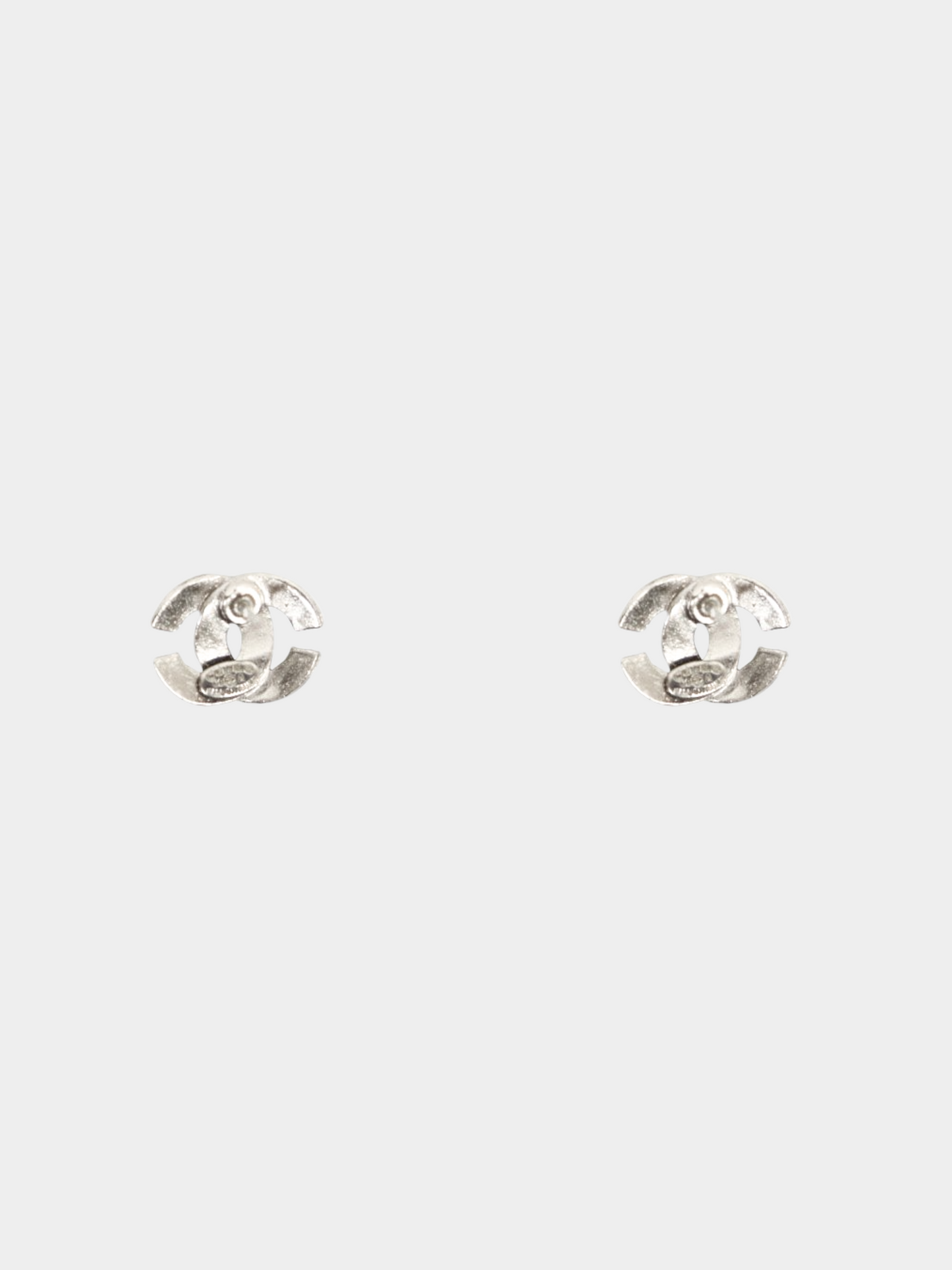 Chanel 2000s Silver CC Stud Earrings