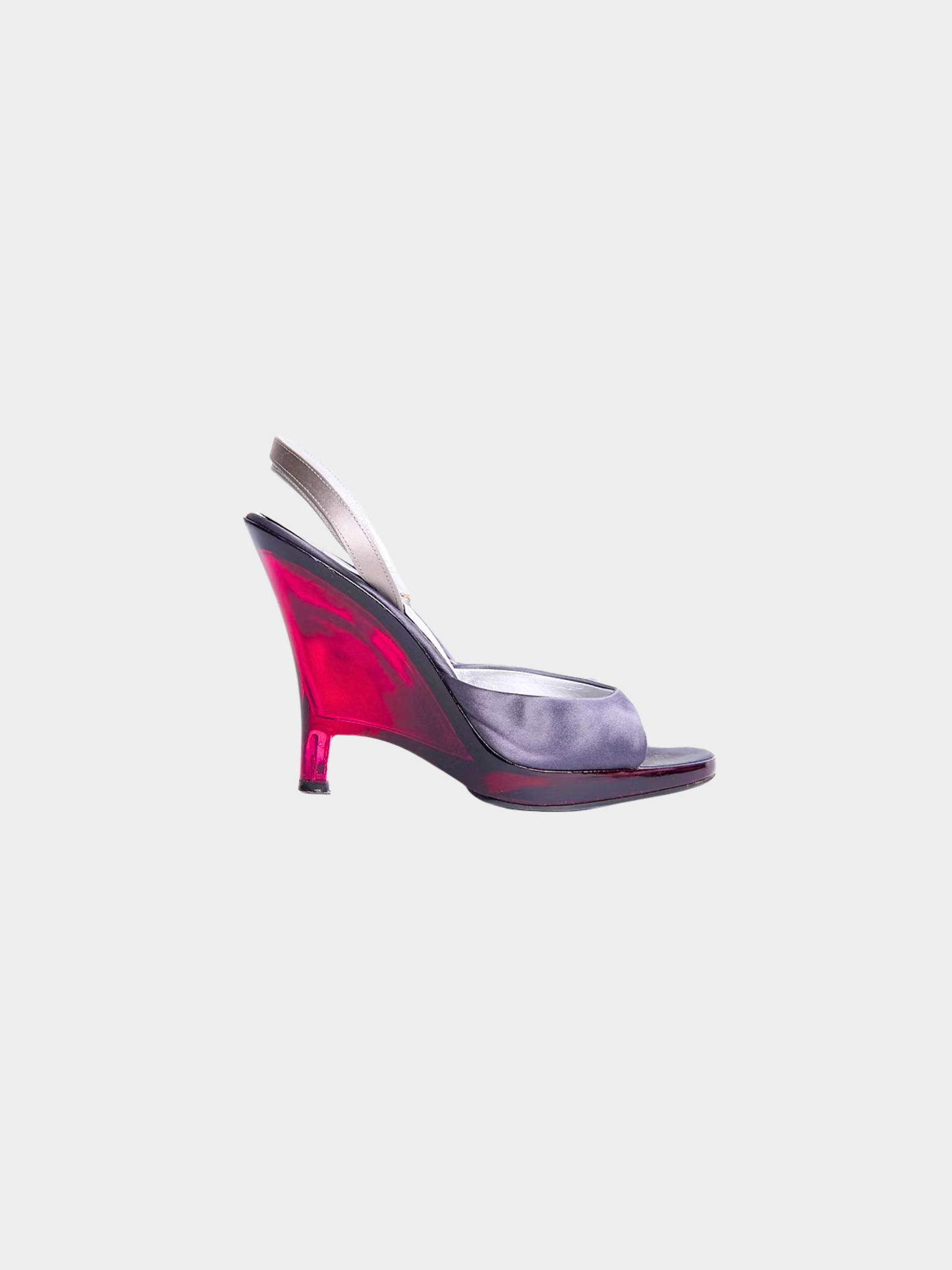 Prada SS 1998 Purple Satin and Pink Plexiglass Heels