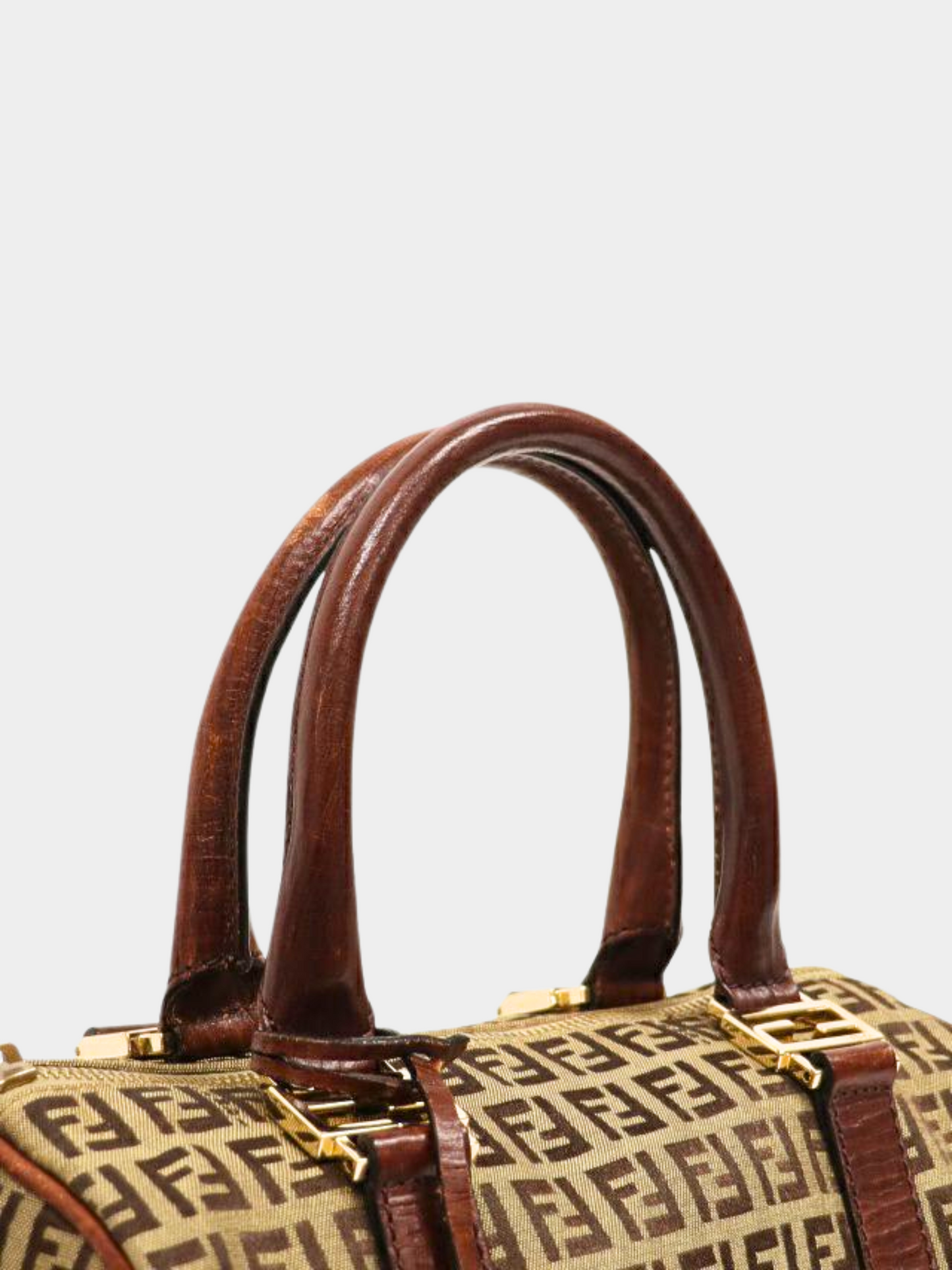 Fendi 2000s Brown Monogram Zucchino Boston Bag