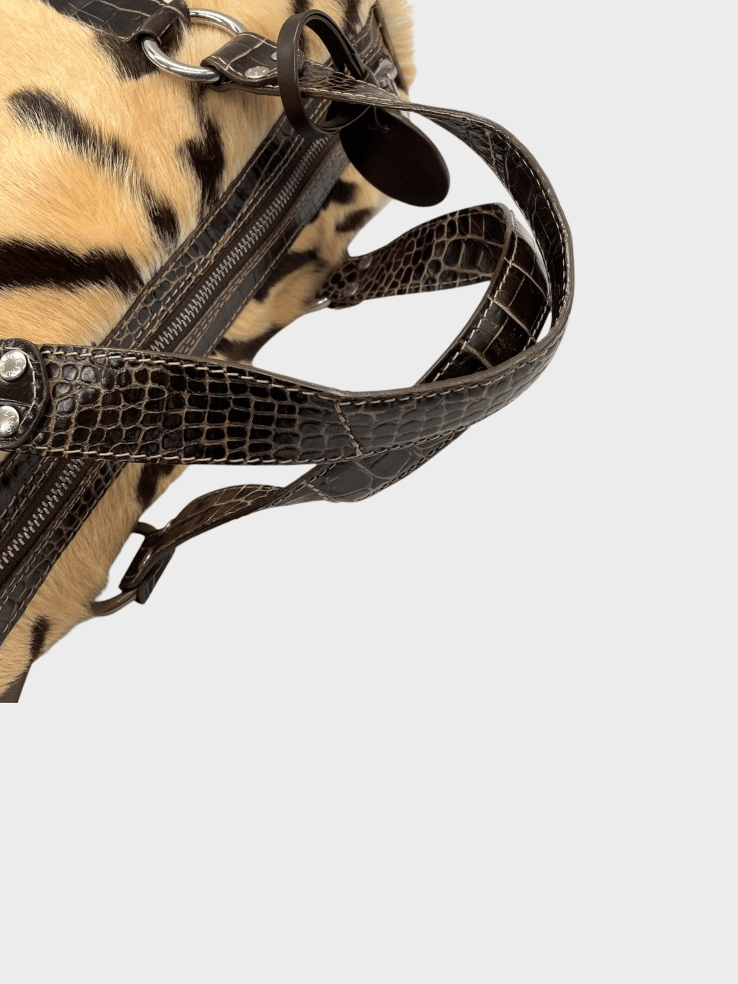 Etro 2000s Brown Ponyhair Boston Bag