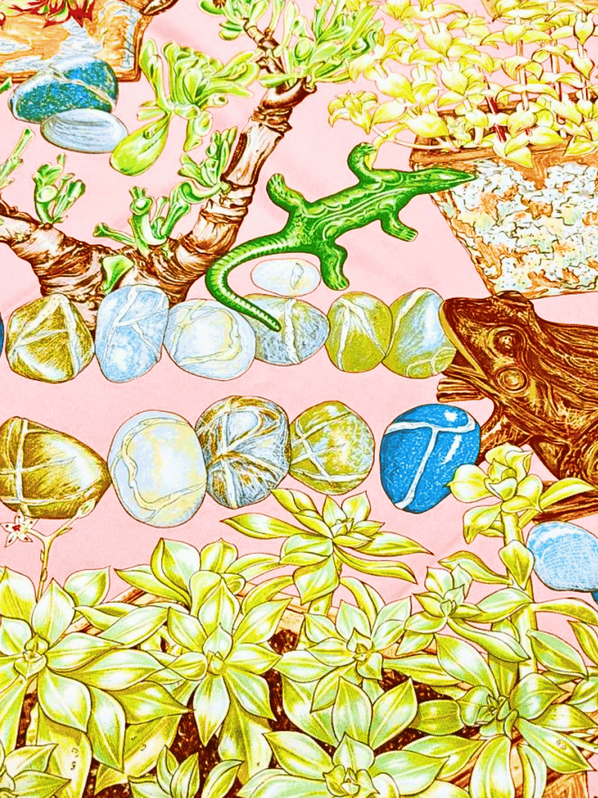 Hermes 2000s Pink Garden Secret Silk Carré 90 Scarf