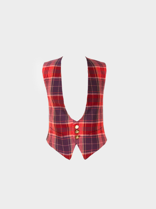 Vivienne Westwood SW 2014 Red Tartan Buttoned Vest