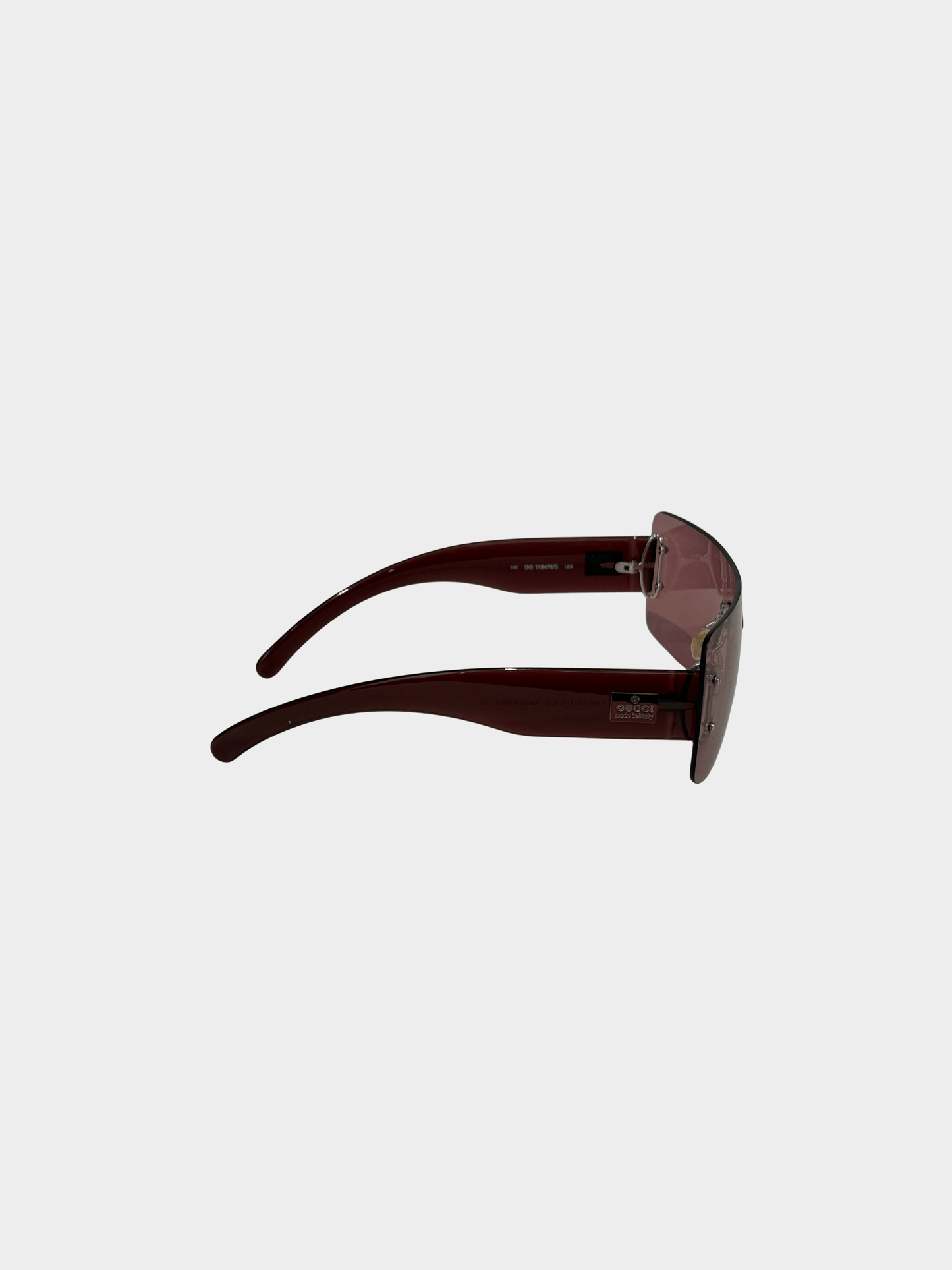 Gucci 2000s Pink Rimless Shield Sunglasses