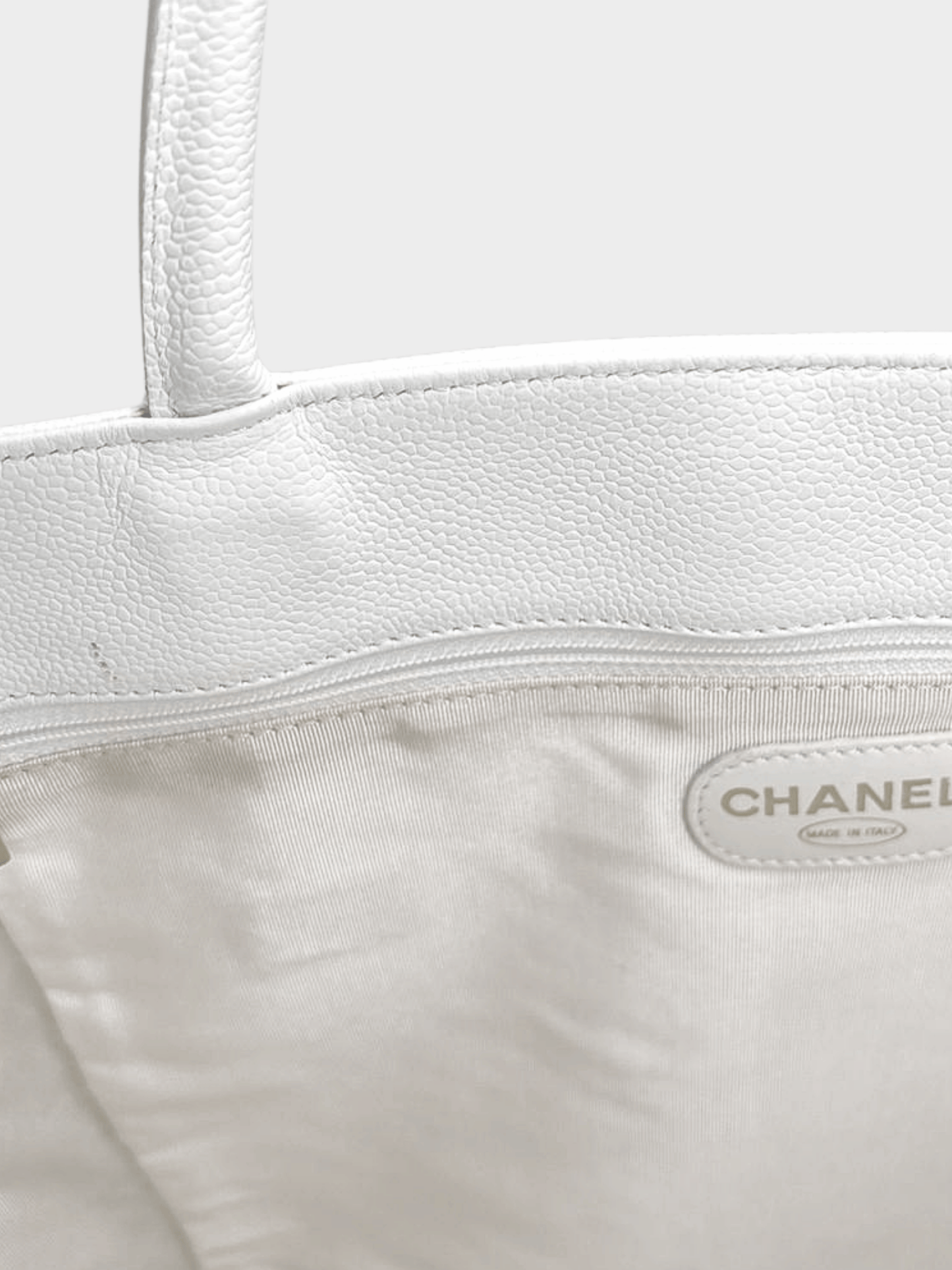 Chanel 2000s White Caviar Leather Tote Bag