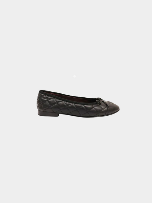 Chanel 2010s Black Leather Ballet Flats