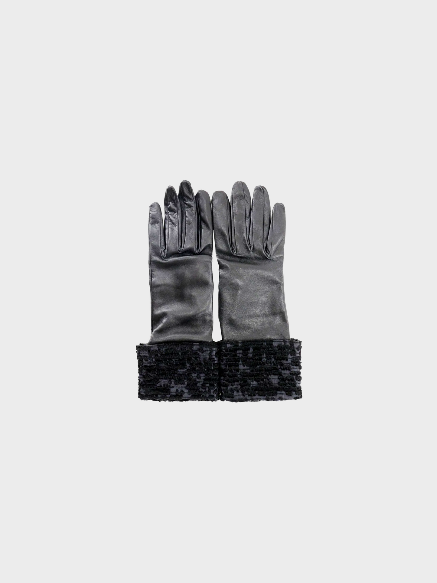 Hermès 1990s Black Leather Satin Lined Gloves