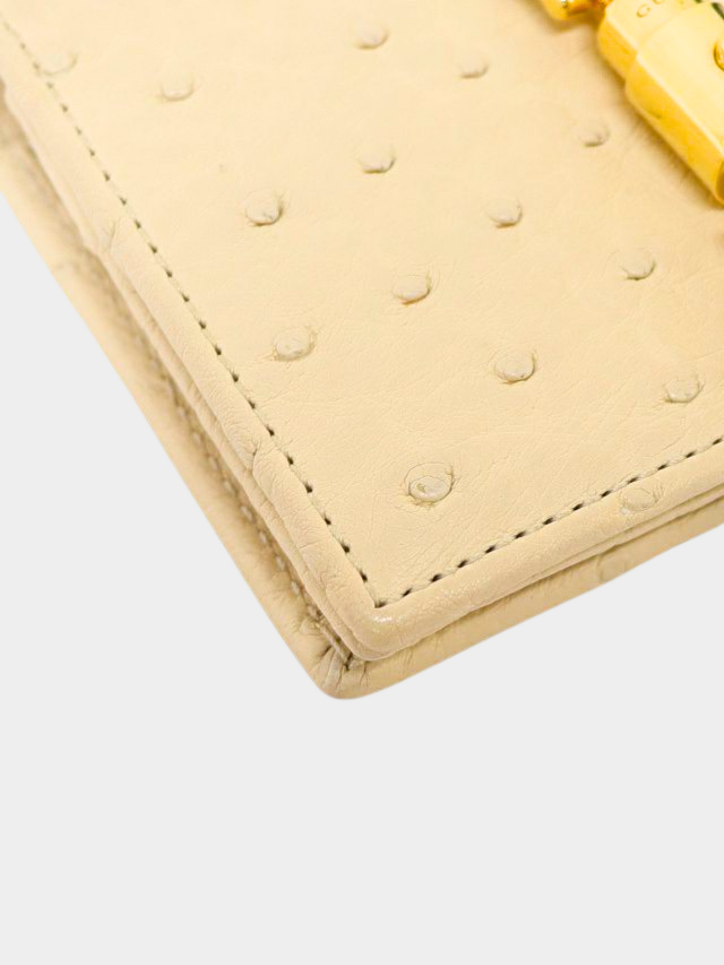 Gucci 2010s Ivory Ostrich Jackie 1961 Mini Wallet