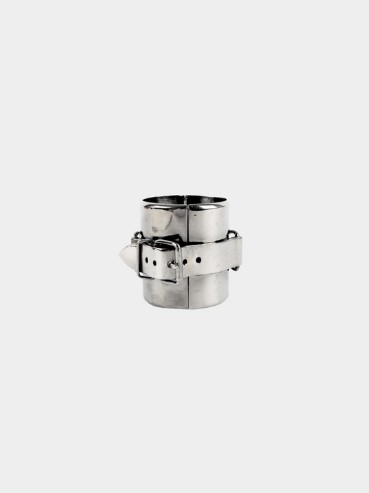 Jean Paul Gaultier 1990s Dark Silver Belt Buckle Cuff Bracelet