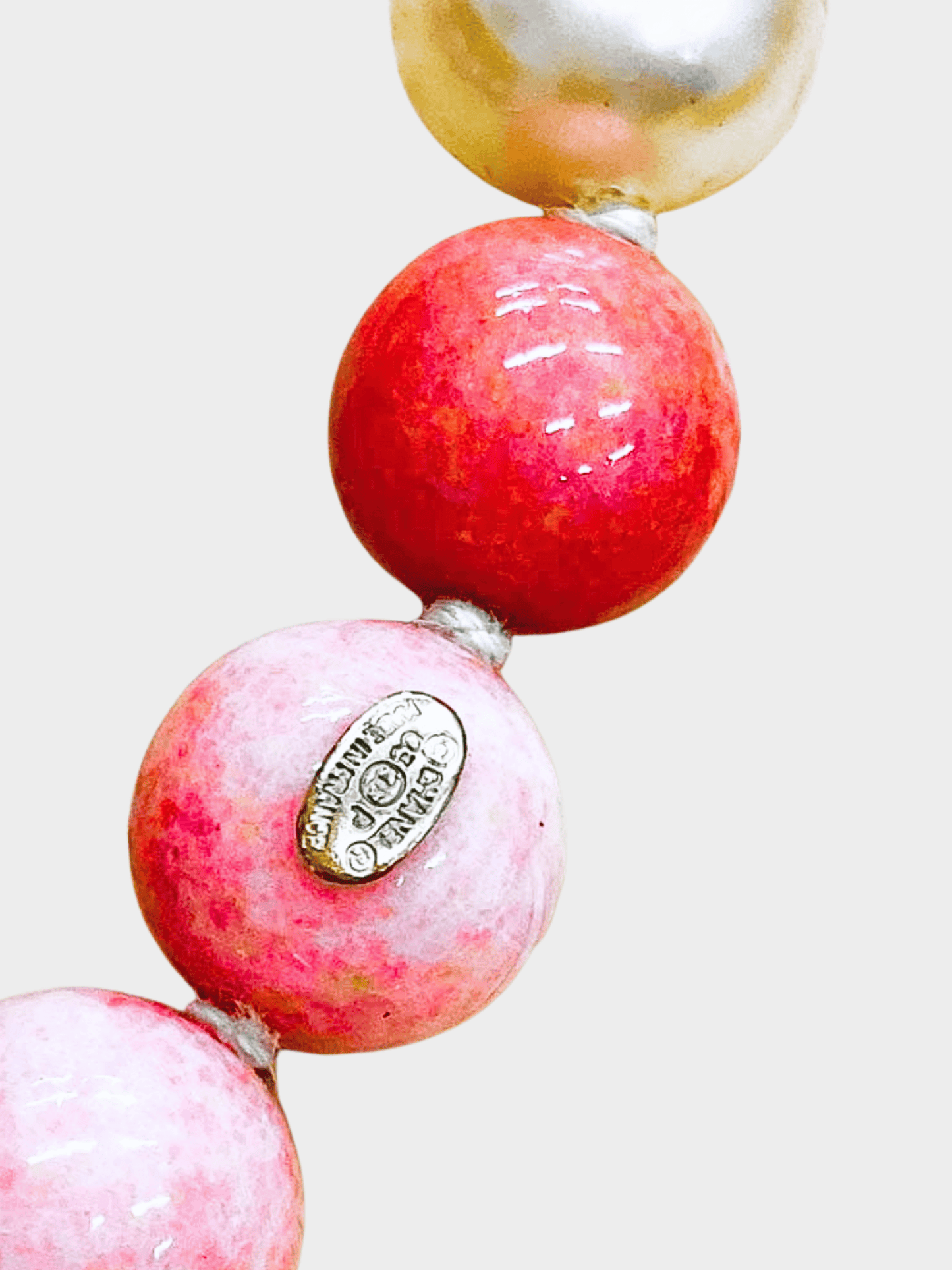 Chanel SS 2003 Pink Pear and Gold Chain Necklace