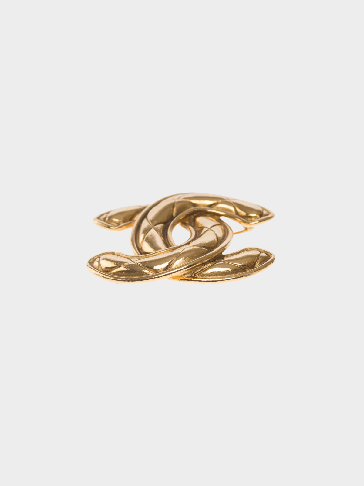 Chanel 2000s Gold-toned CC Quilt Brooch