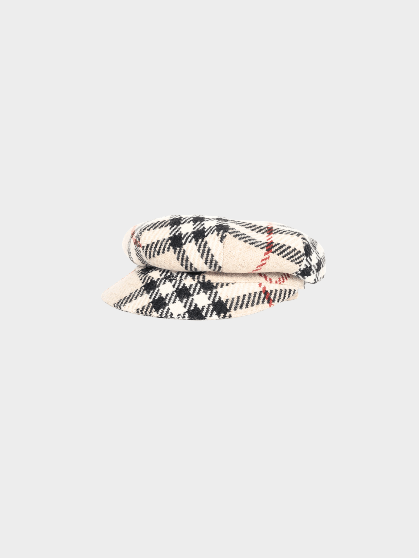 Burberry 2000s Beige Check Wool-Tweed Newsboy Cap