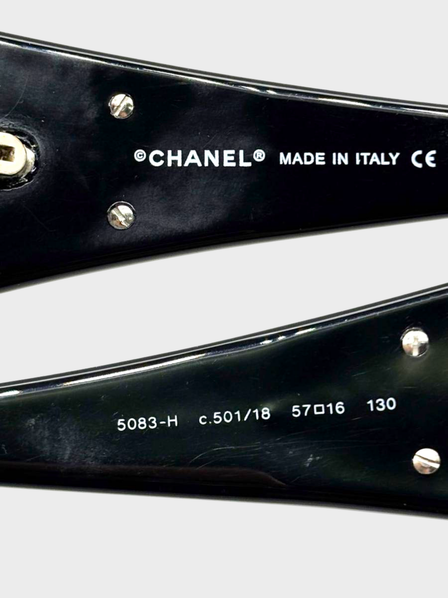 Chanel 2000s Black Coco Mark Faux Pearl Sunglasses