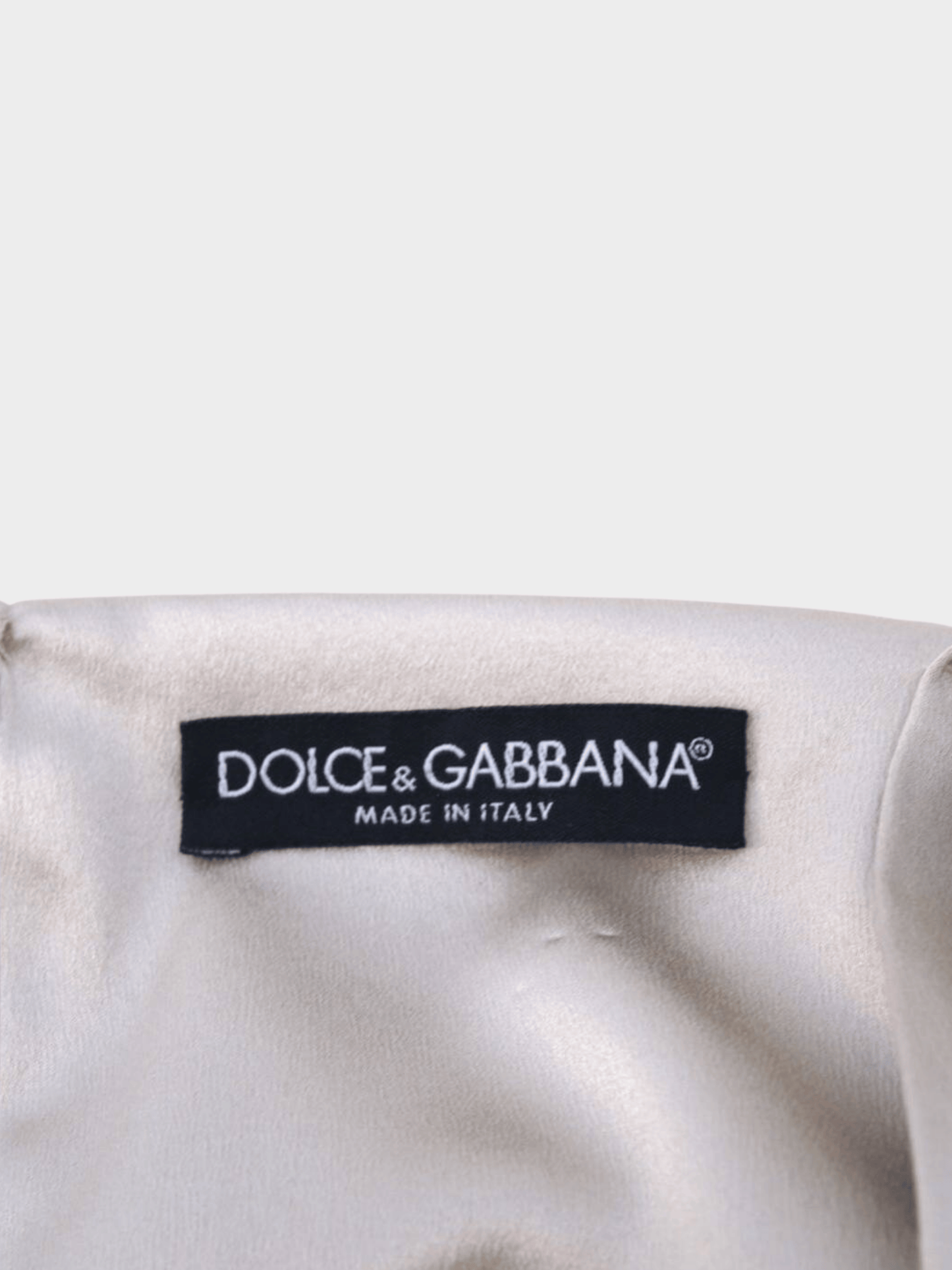 Dolce and Gabbana 2003-2004 Beige Silk Floral Detail Evening Dress