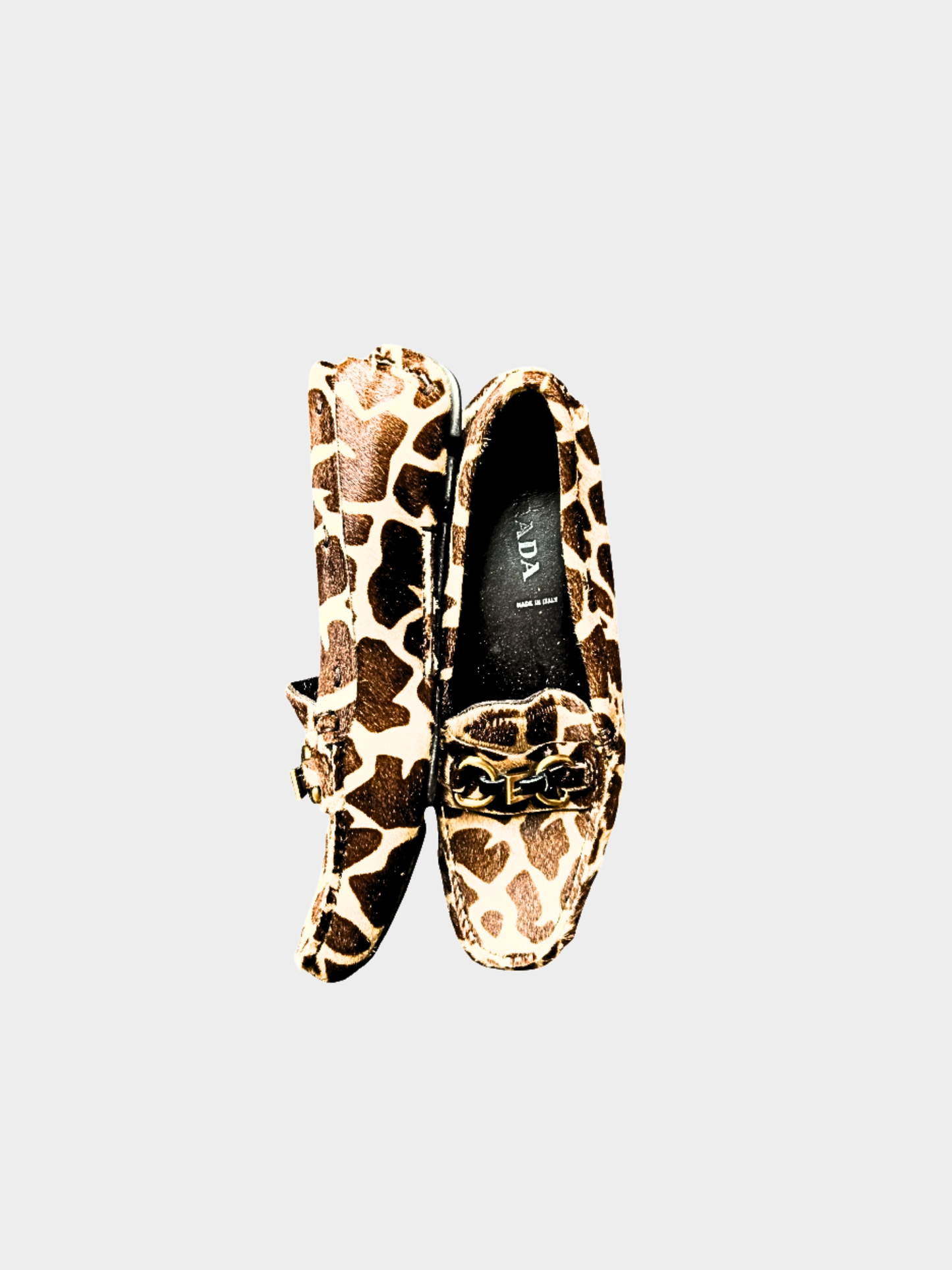 Prada 2000s Brown Giraffe Print Calf Hair Loafers