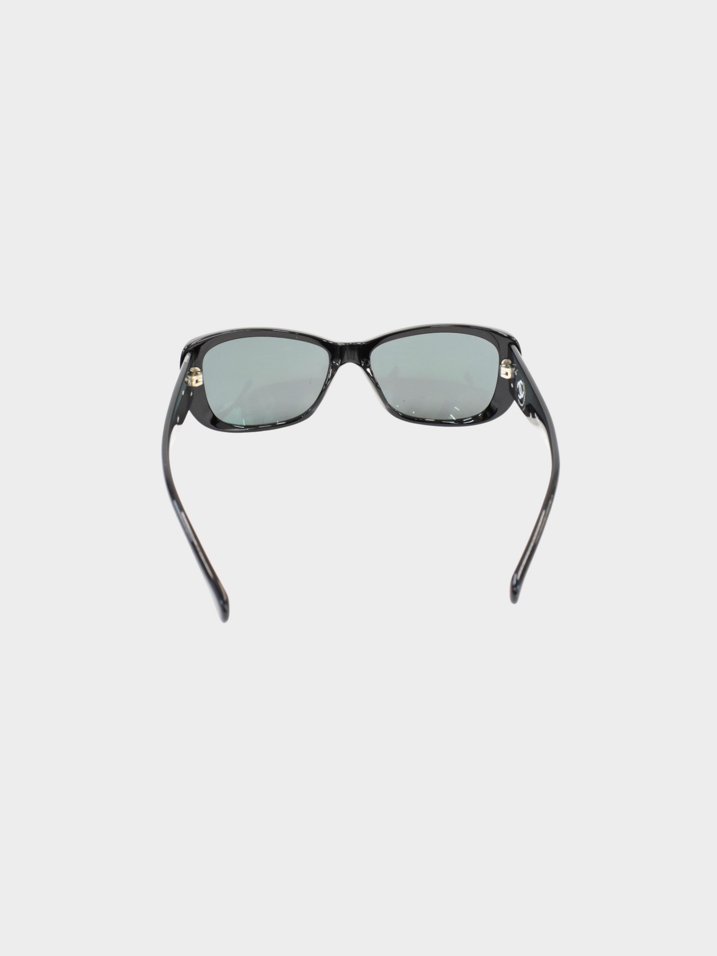 Chanel 2000s Black CC Camellia Square Sunglasses