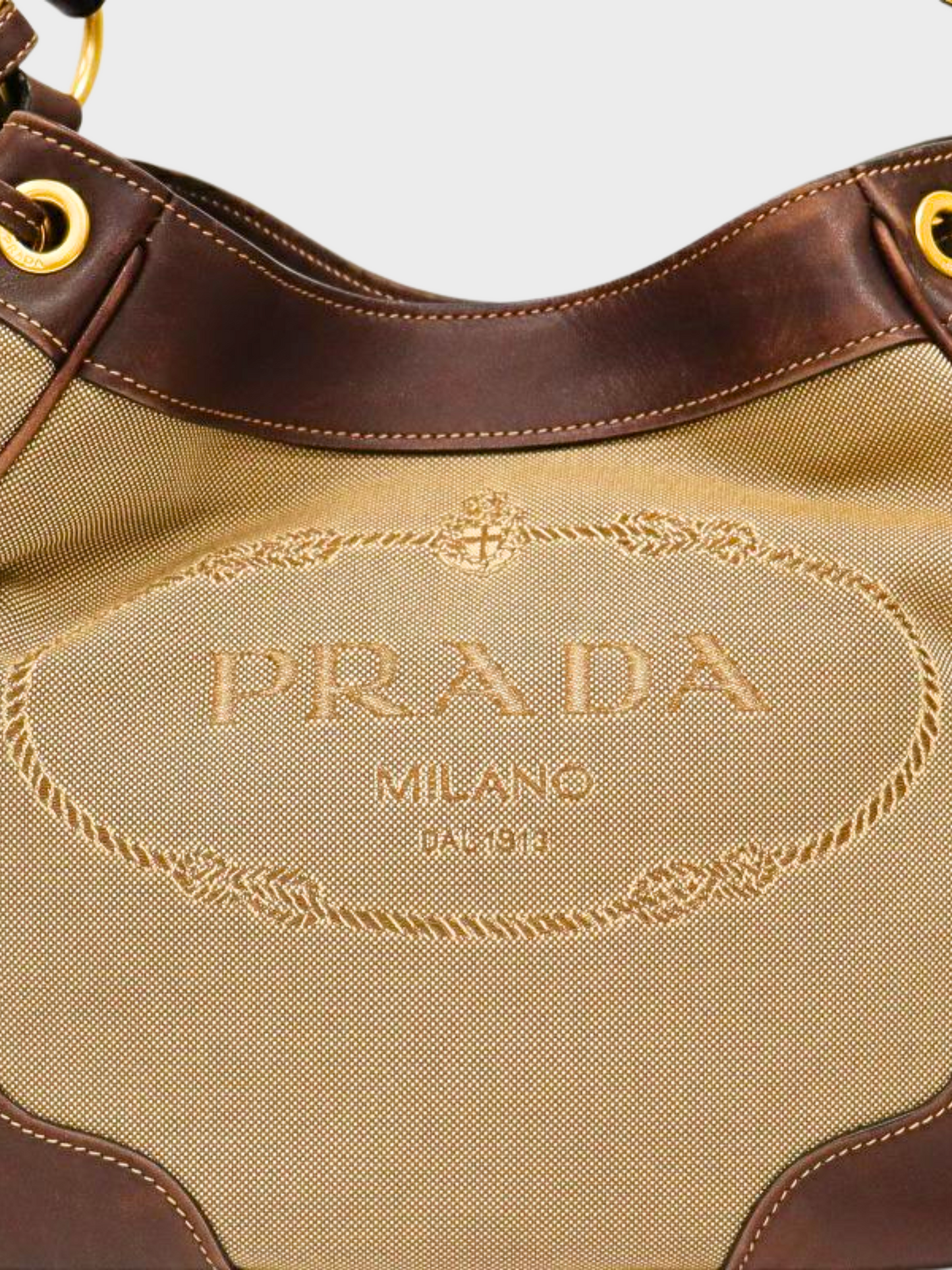 Prada 2000s Beige Logo Hobo Bag