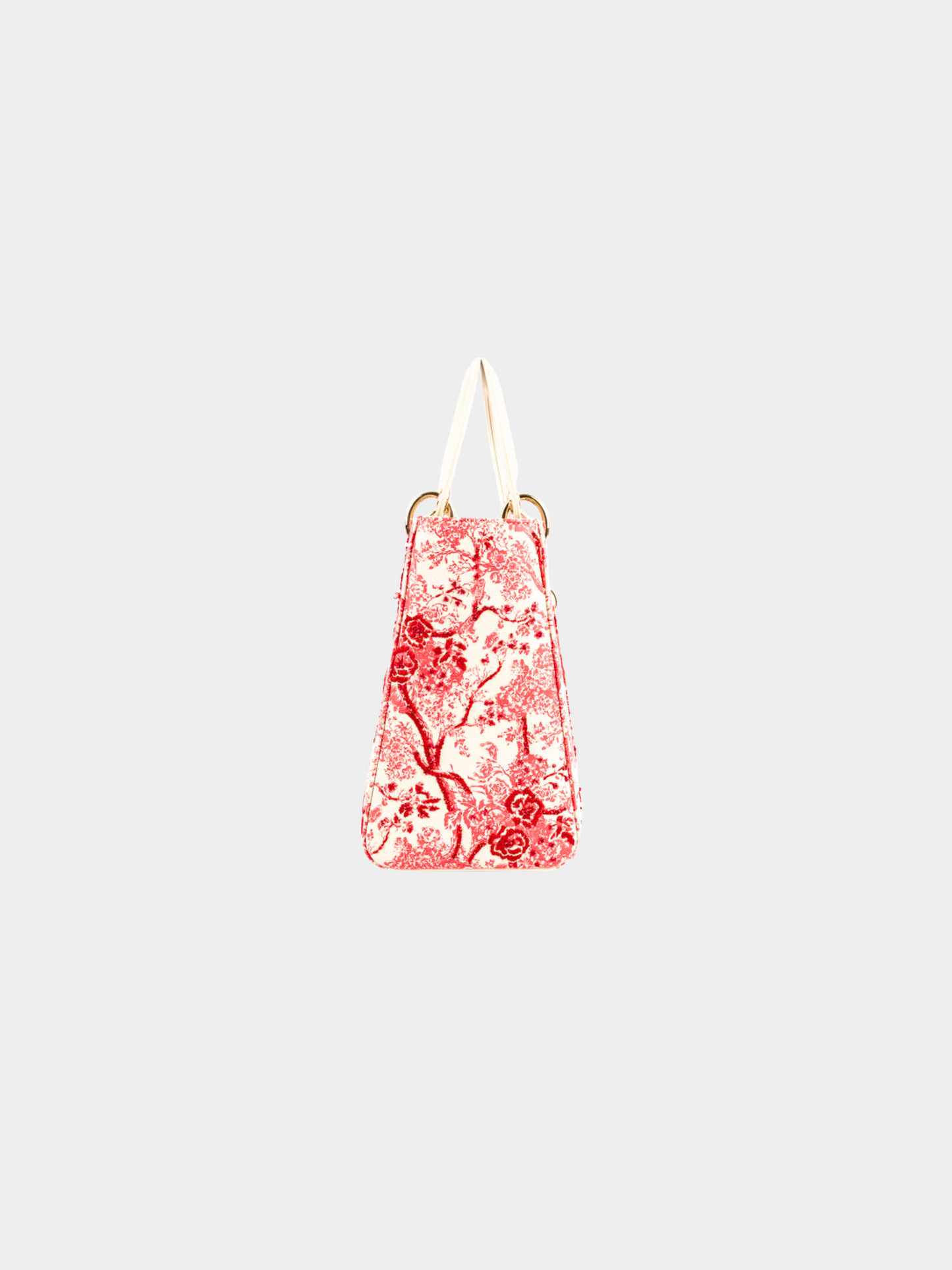 Christian Dior 2019 Lady Dior Special Edition Red Floral Toile De Jouy Chinese New Year