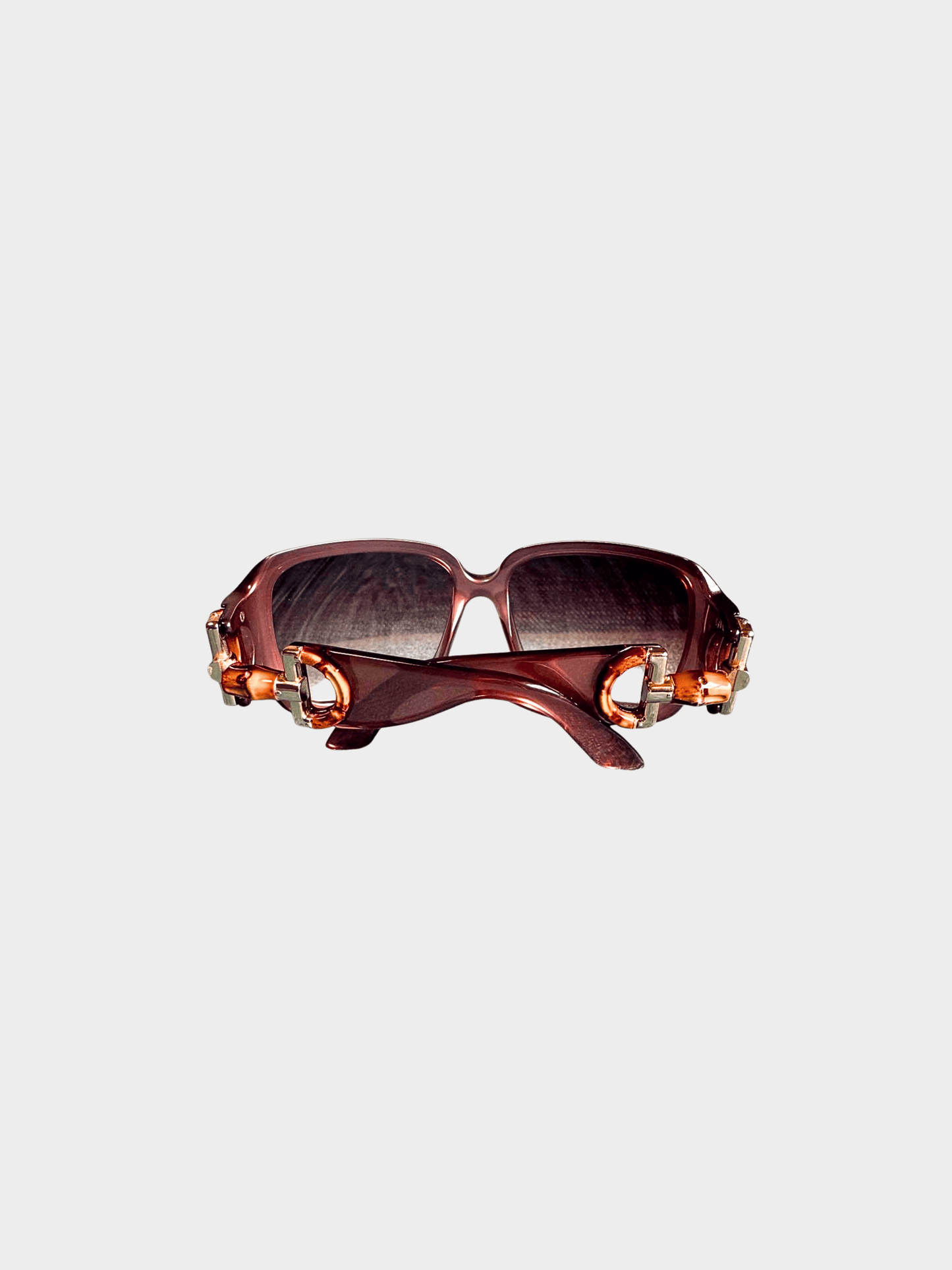 Gucci 2000s Brown GG 2969/S Bamboo Horsebit Sunglasses
