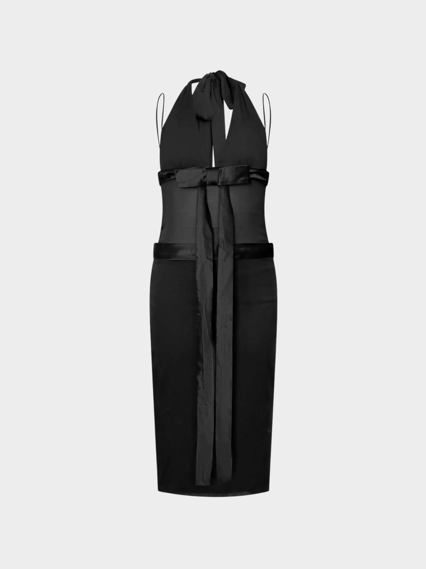 Dolce and Gabbana SS 2004 Runway Black Halter-neck Silk Bowed Dress