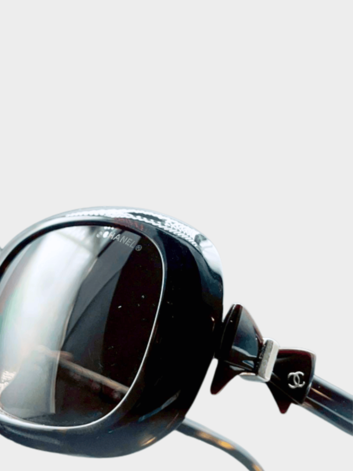 Chanel 2015 Brown Tortoise Shell Frame Bow Sunglasses