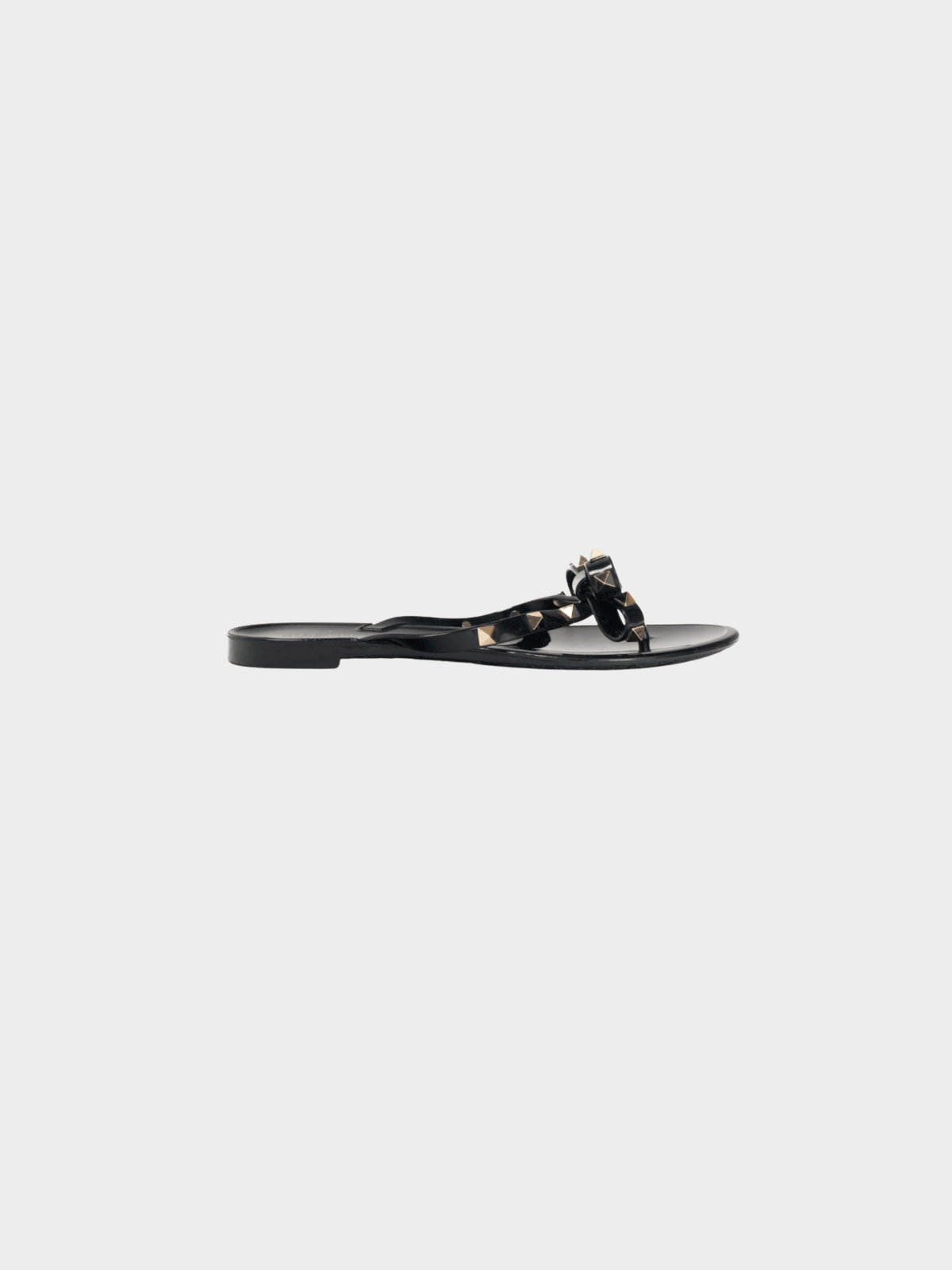 Valentino 2010s Nero Rockstud Bow Jelly Thong Sandals