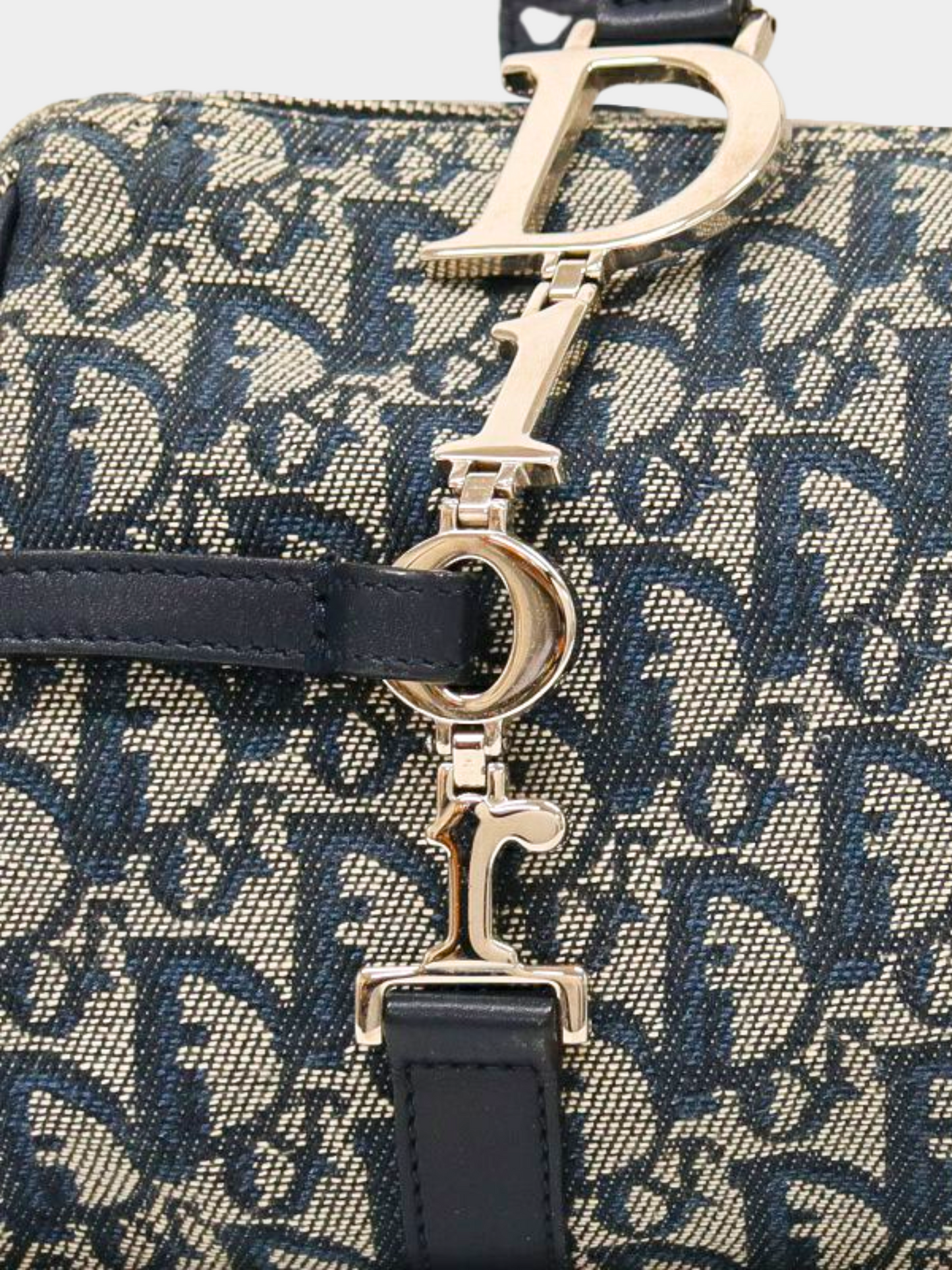 Christian Dior 2000s Navy Blue Monogram Trotter Hand Bag