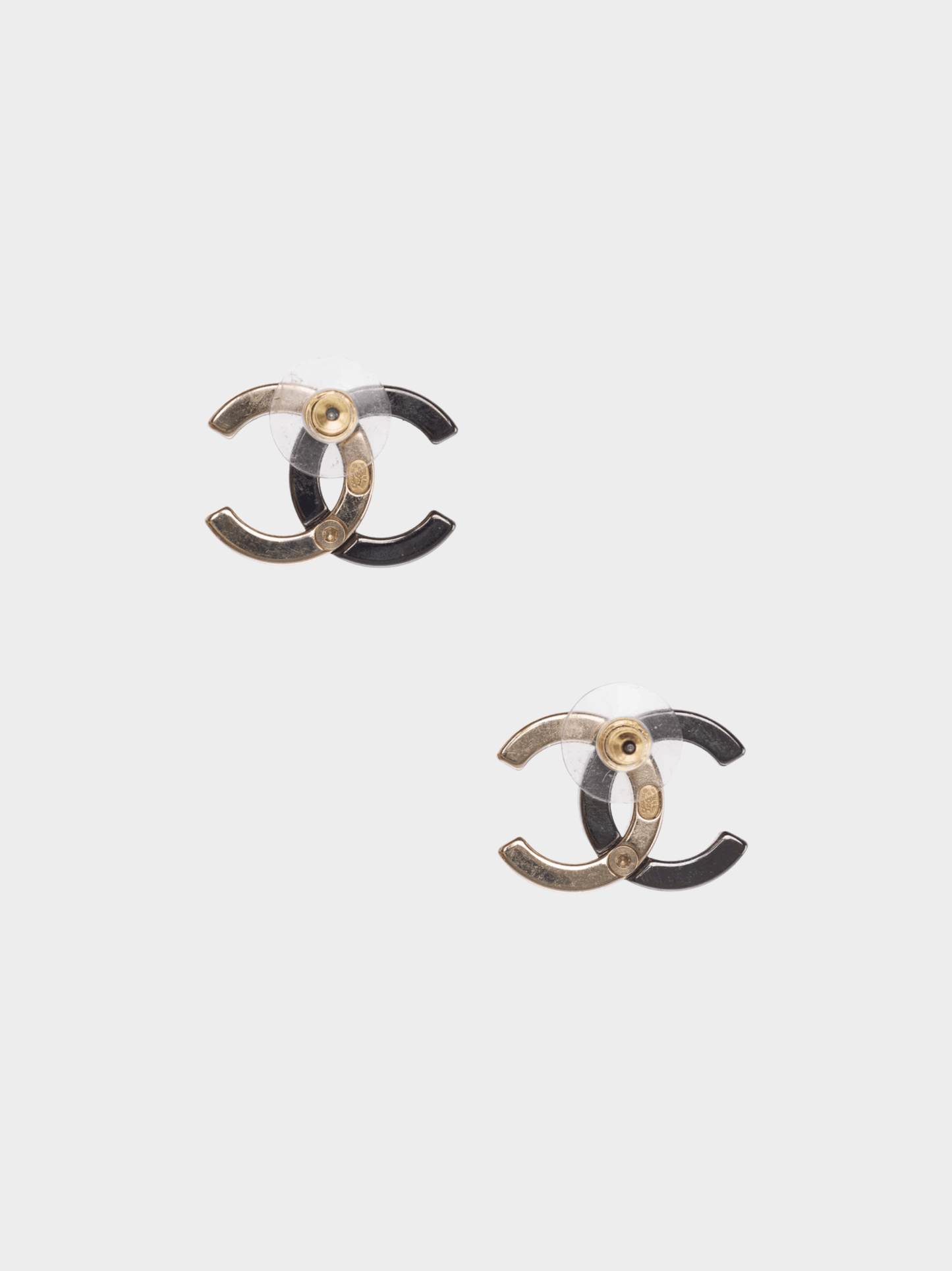 Chanel 2020s CC Silver and Gold Metal Earrings