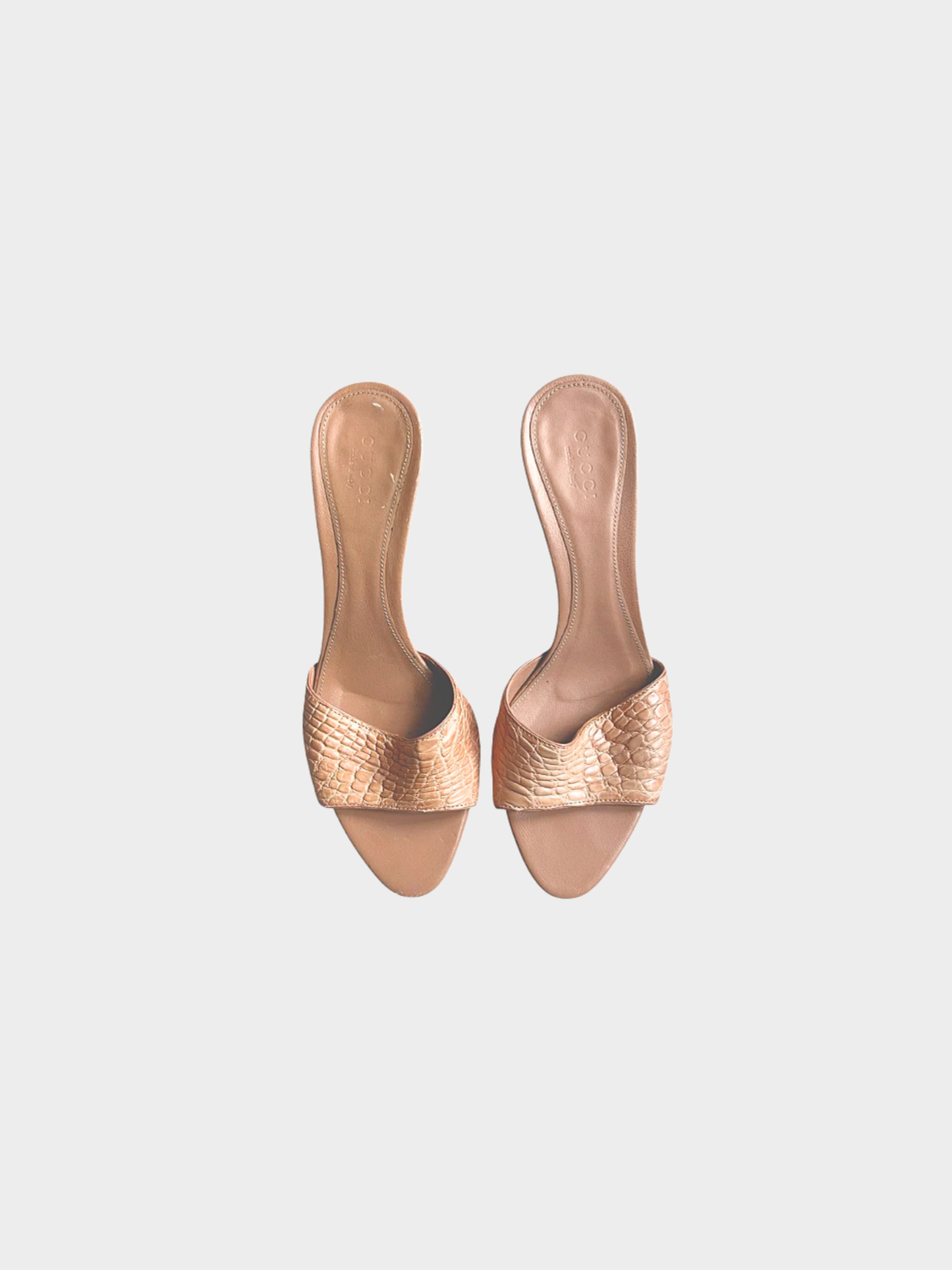 Gucci 2000s Pink Croc Leather Heels