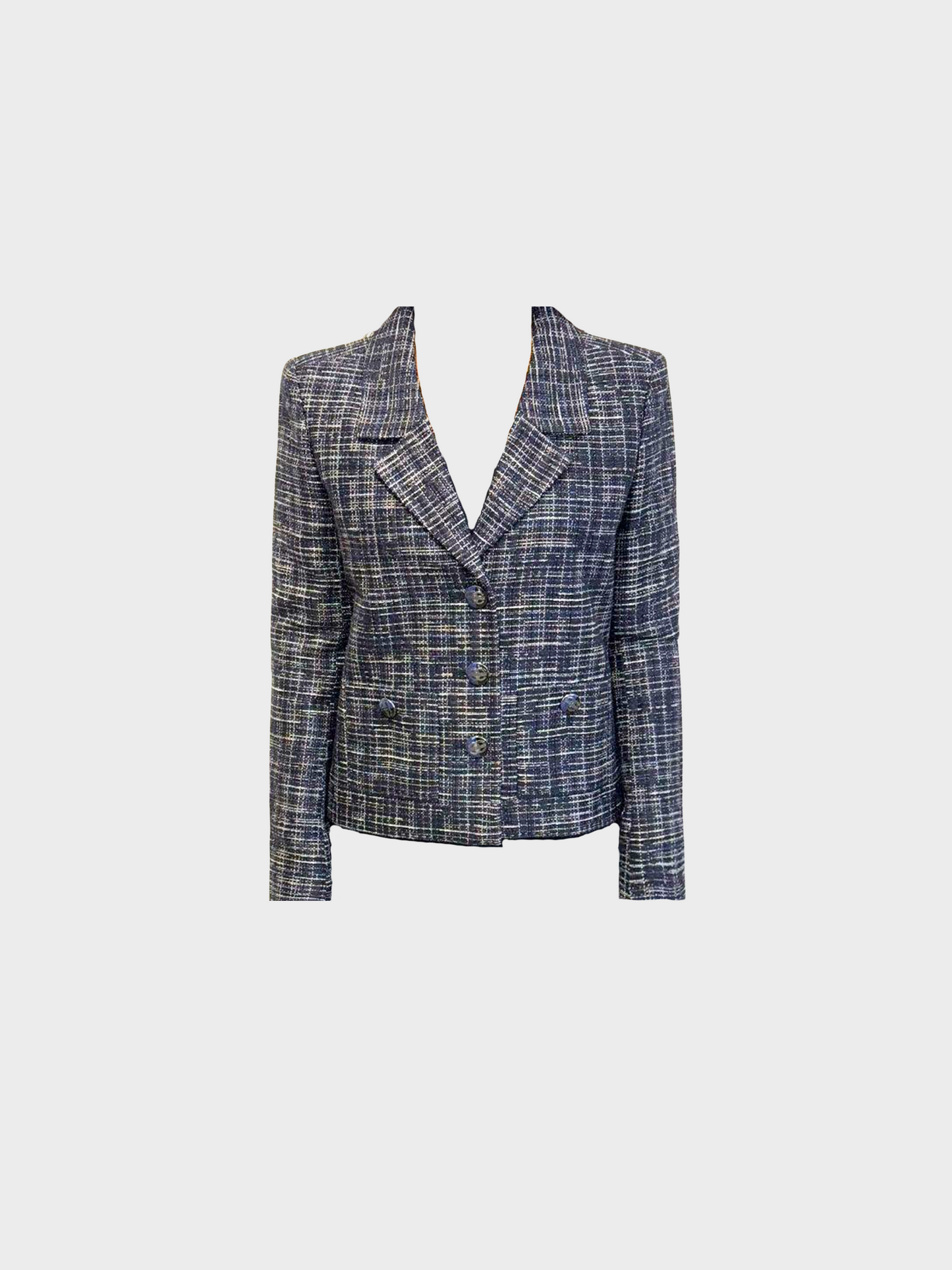 Chanel 1990s Black Tweed Coco Mark Blazer