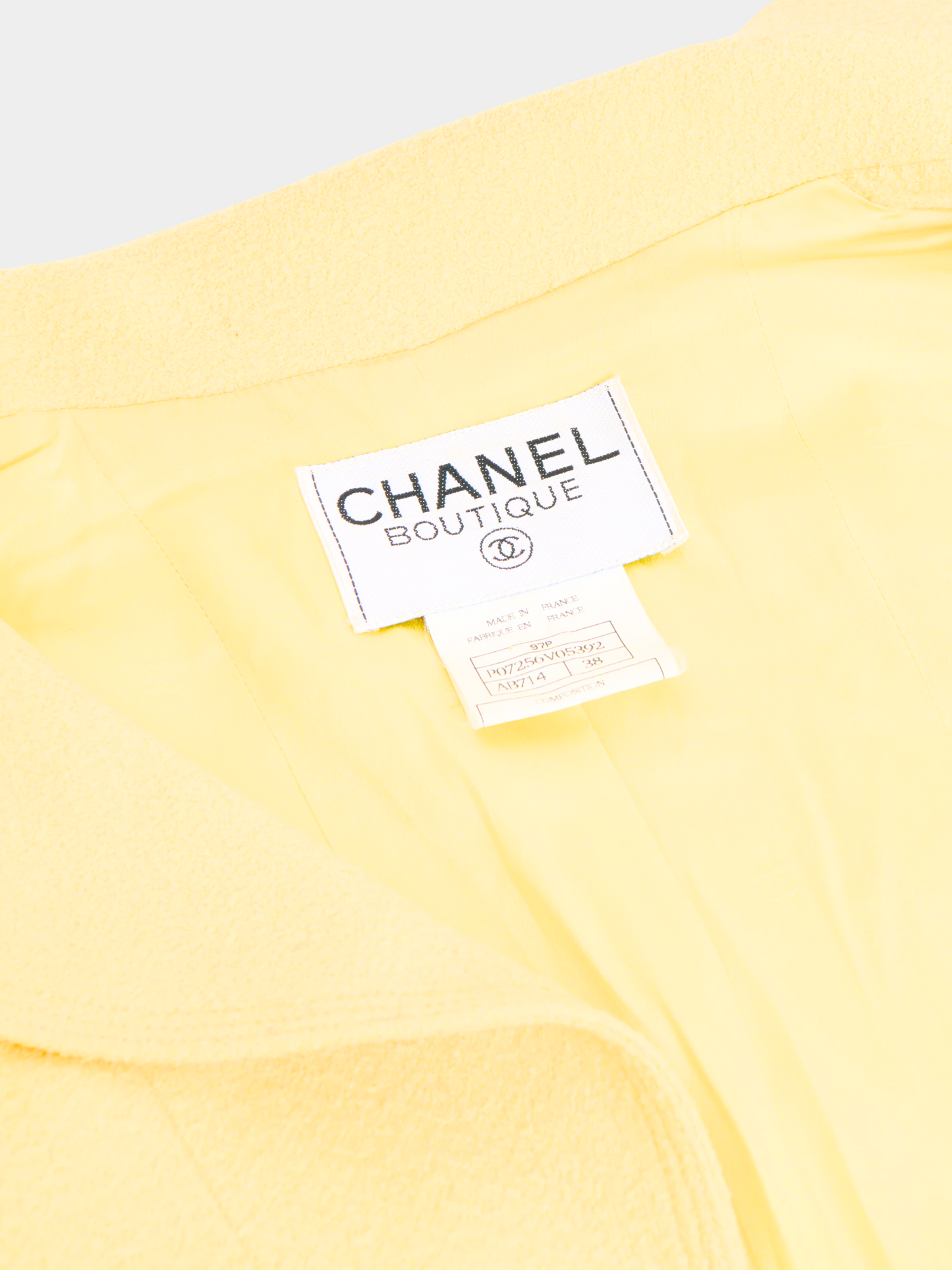 Chanel by Karl Lagerfeld SS 1997 Yellow CC logo fitted blazer jacket