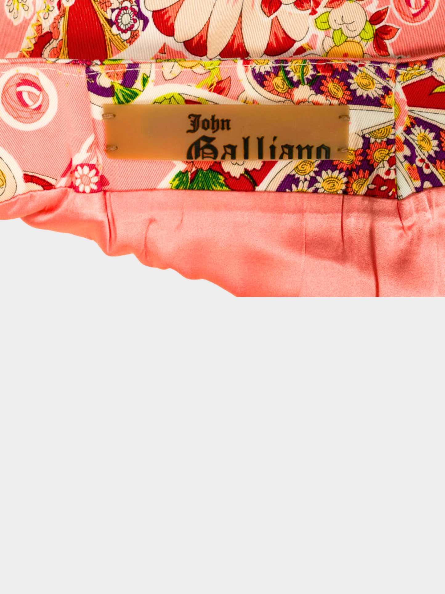 John Galliano 2000s Pink Floral Peplum Midi Skirt