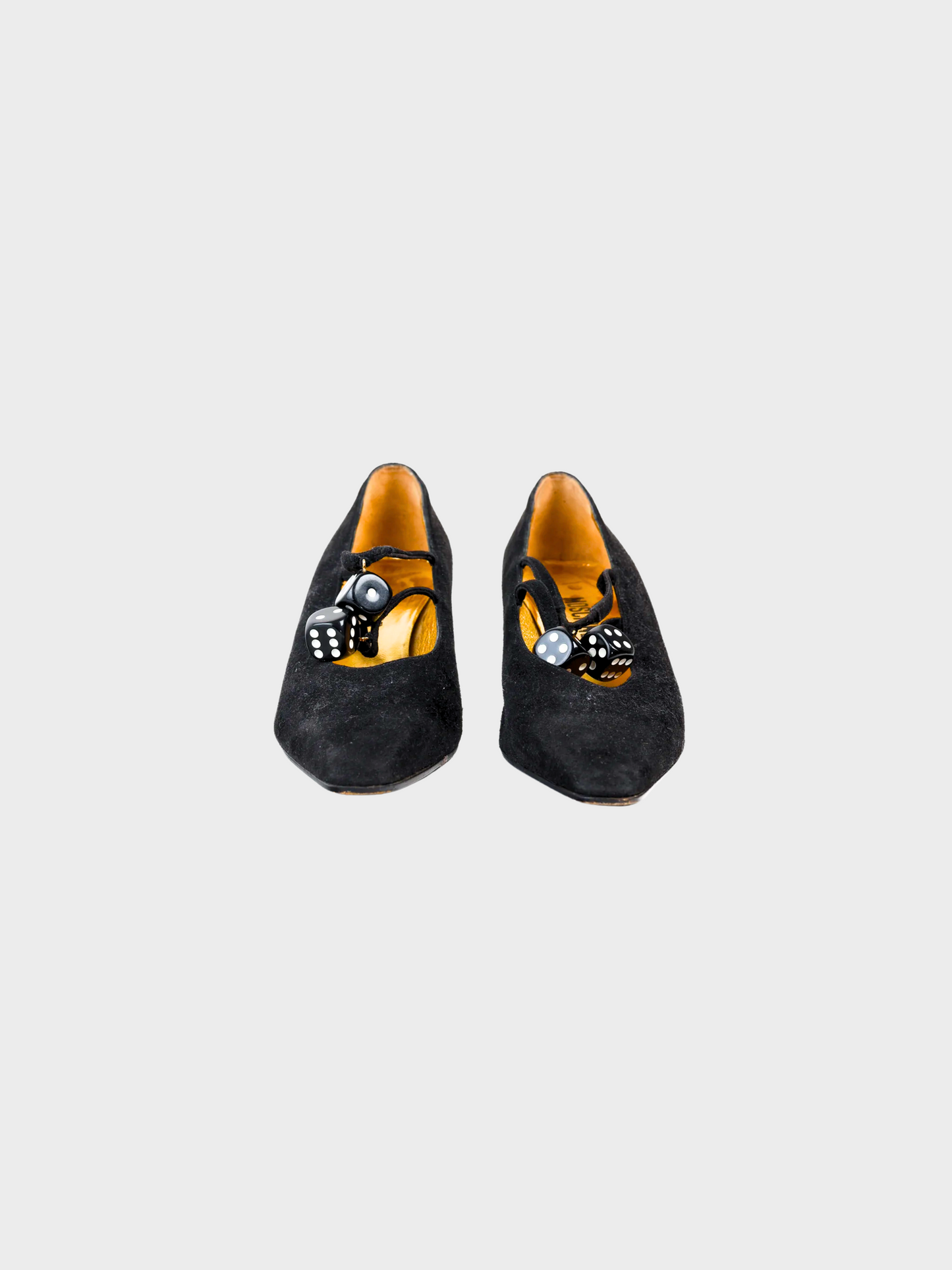 Moschino 1990s Black Suede Lucky Dice Heels