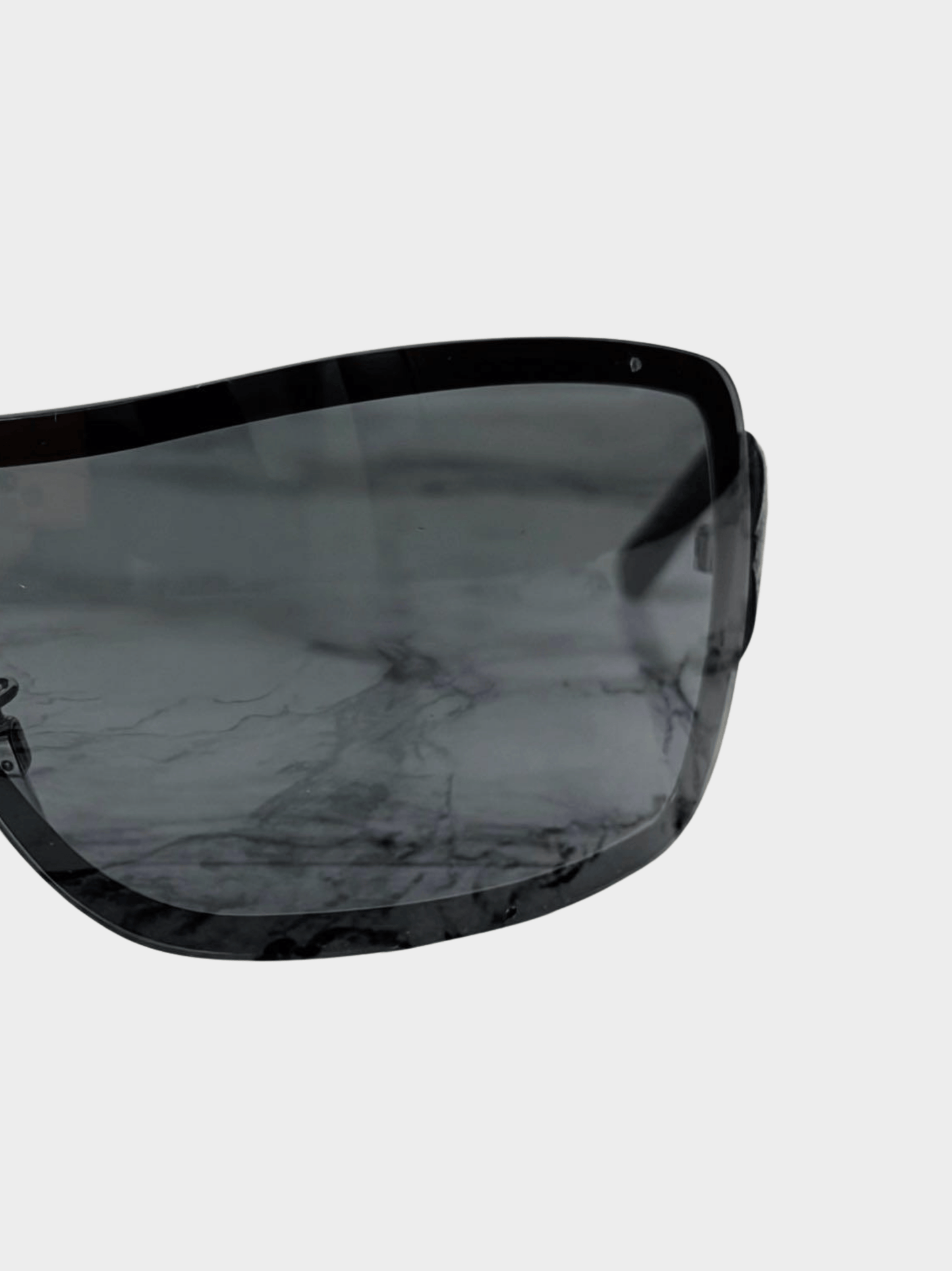 Chanel 2007-2008 Black Oversized Shield Wrap Around Sunglasses