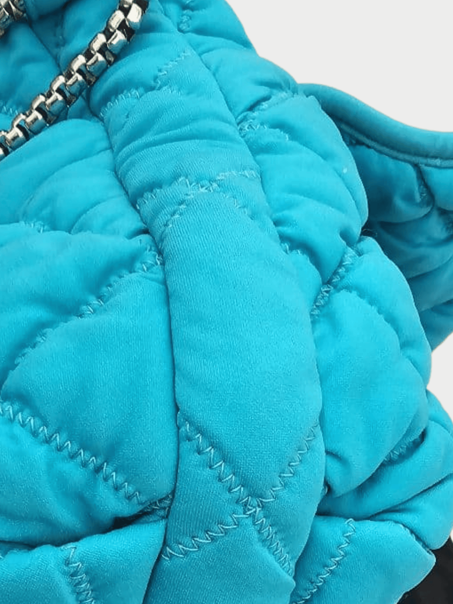 Chanel 2008 Turquoise Nylon Bubble Quilt Medium Flap