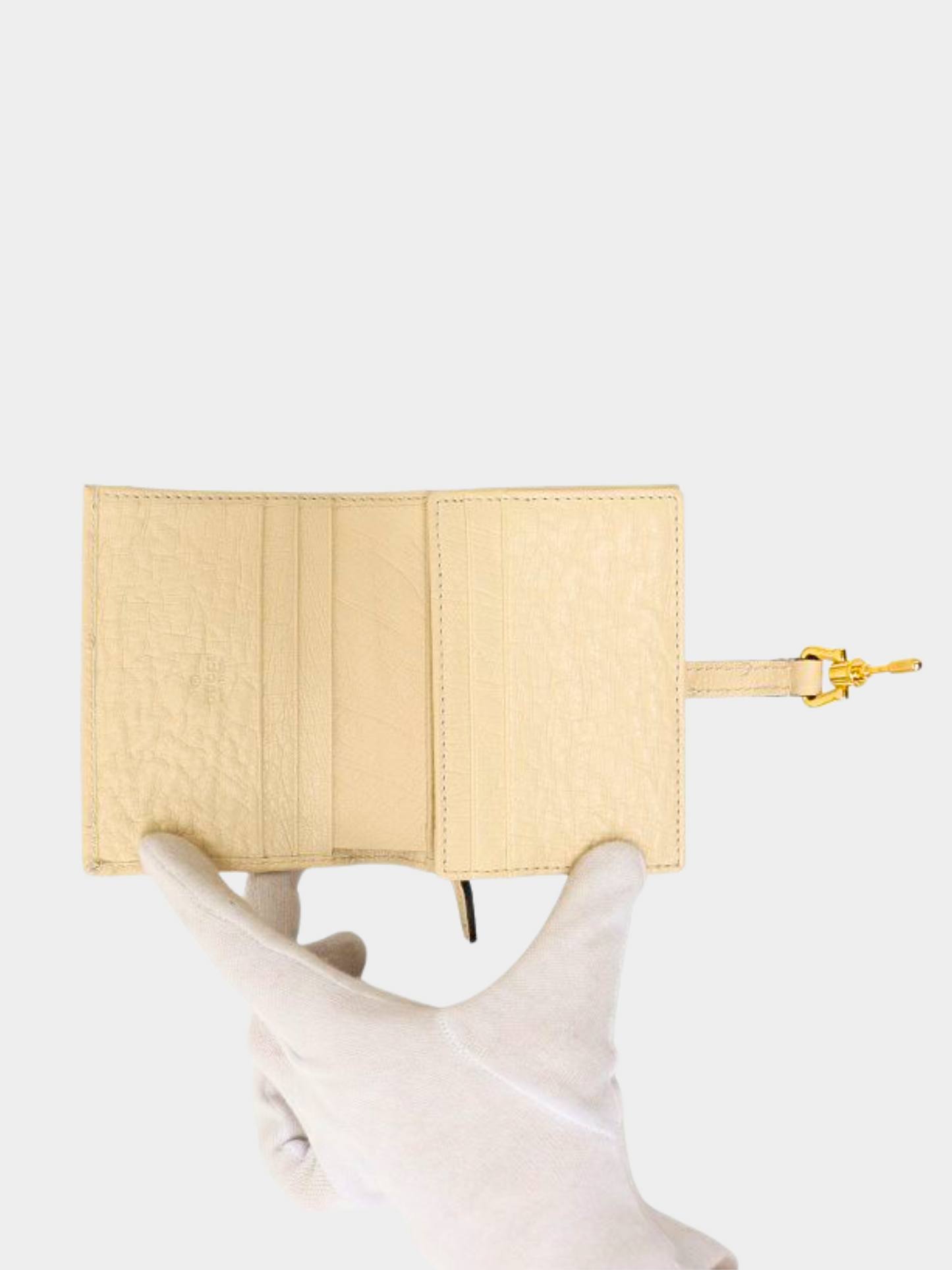 Gucci 2010s Ivory Ostrich Jackie 1961 Mini Wallet