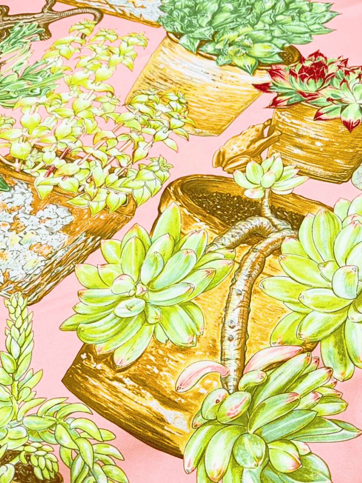 Hermes 2000s Pink Garden Secret Silk Carré 90 Scarf