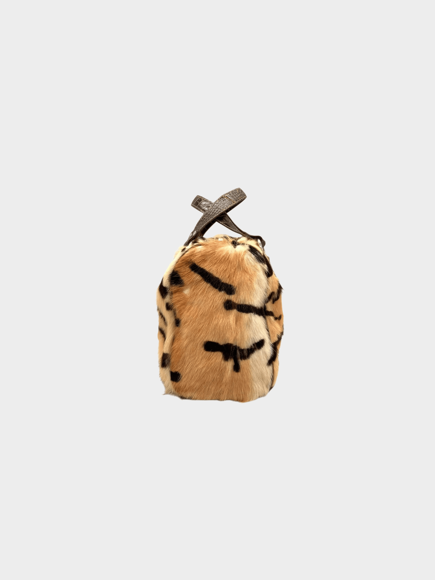 Etro 2000s Brown Ponyhair Boston Bag