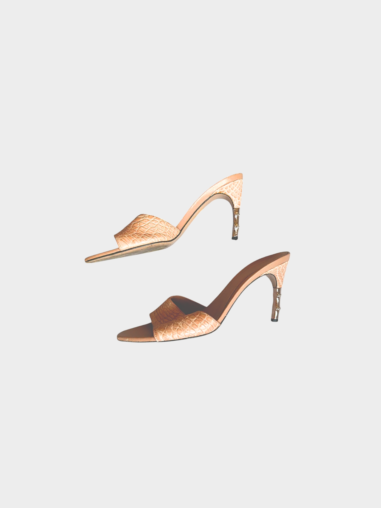 Gucci 2000s Pink Croc Leather Heels