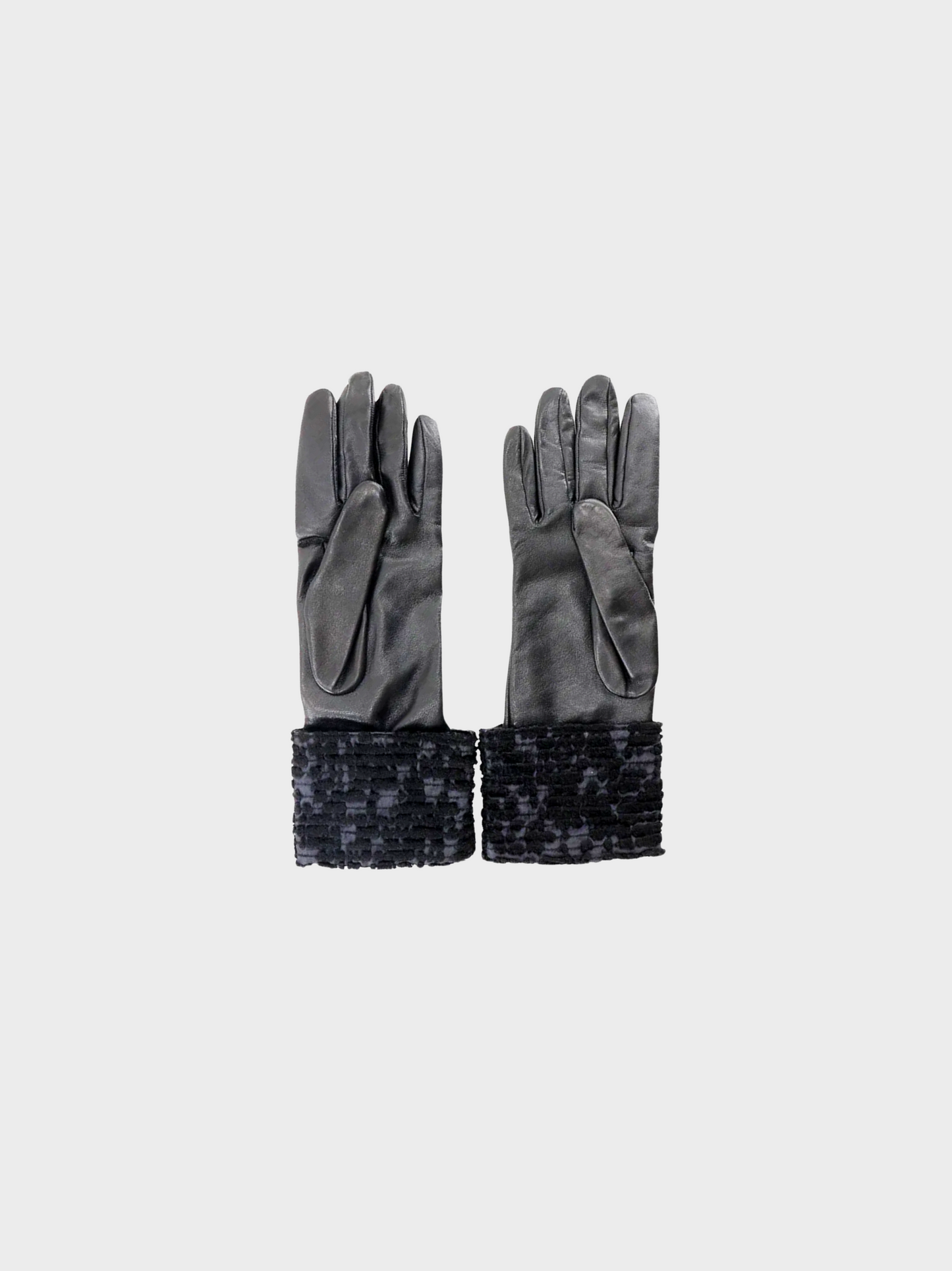 Hermès 1990s Black Leather Satin Lined Gloves