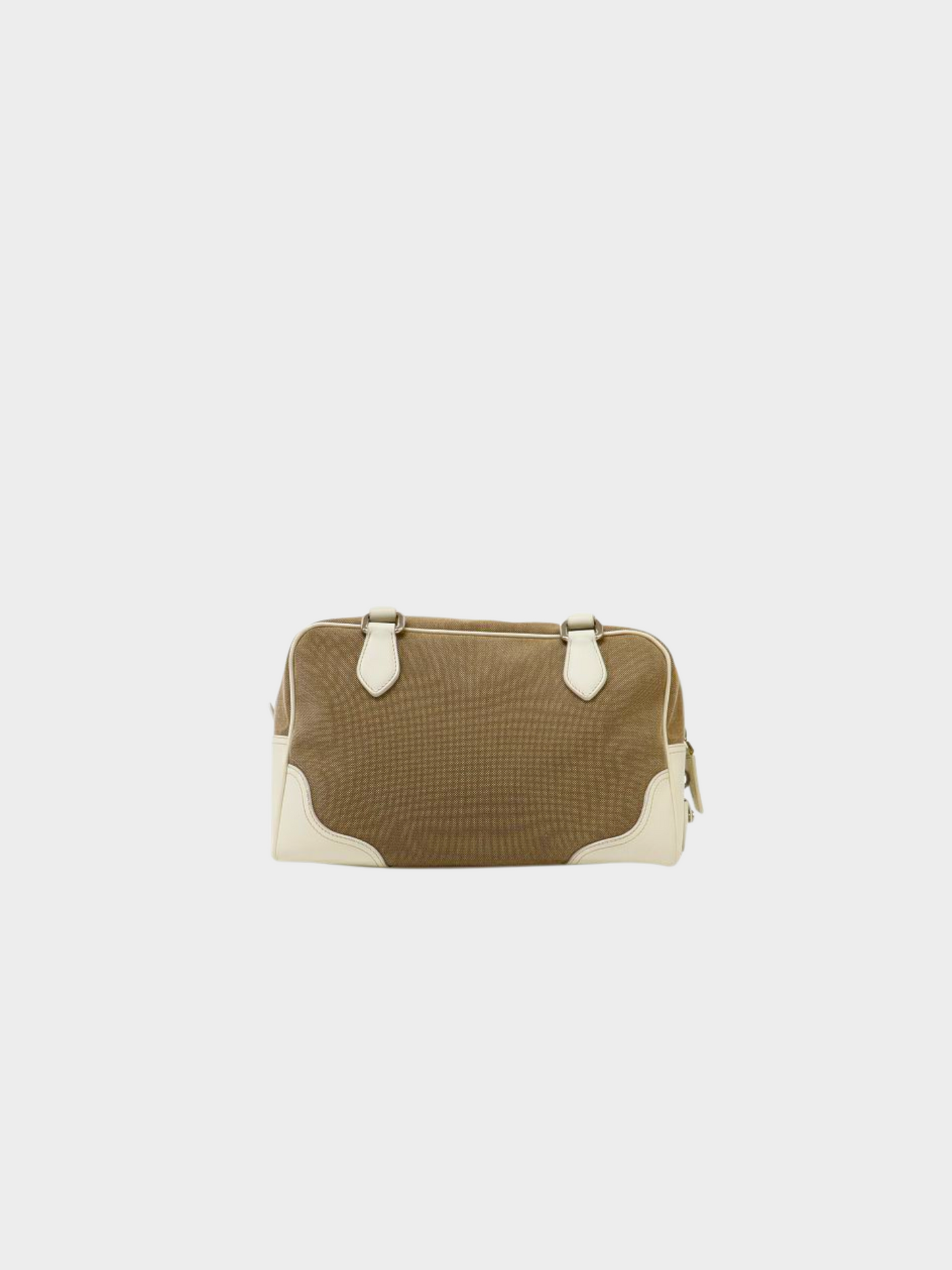 Prada 2010s Beige Jacquard Logo Mini Boston Bag